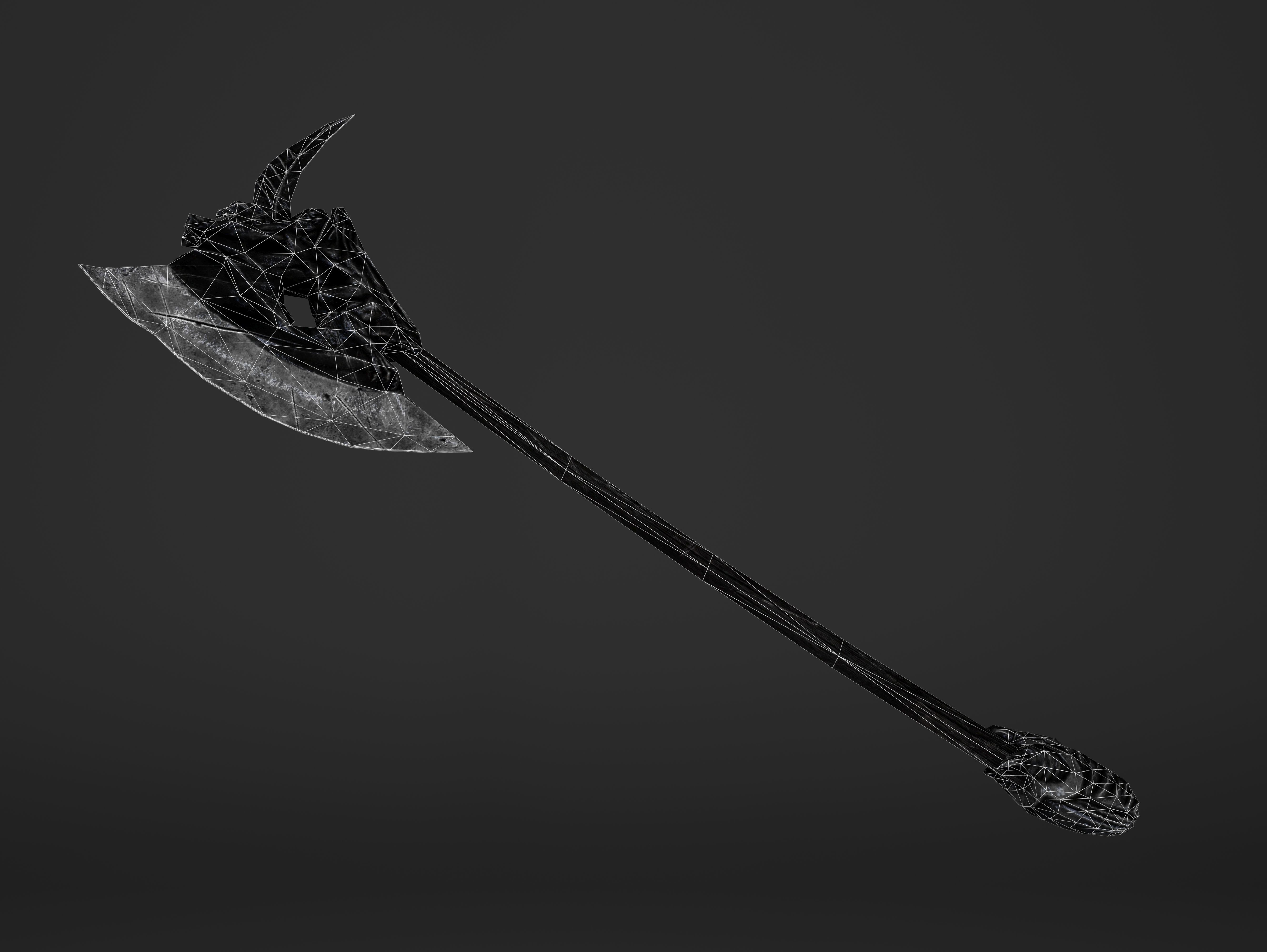 Two Handed Battleaxe Low-poly 3D model_3