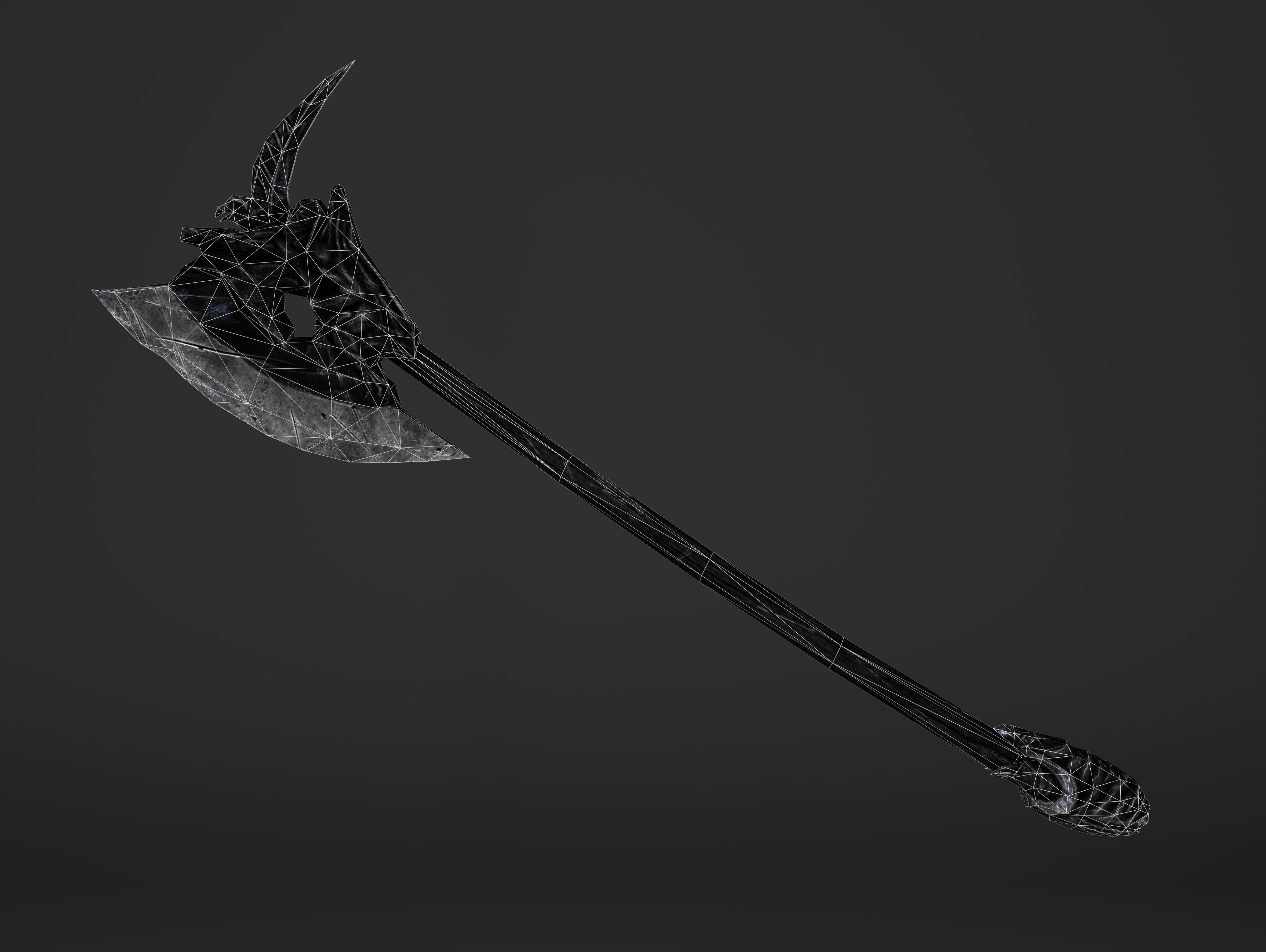Two Handed Battleaxe Low-poly 3D model_1
