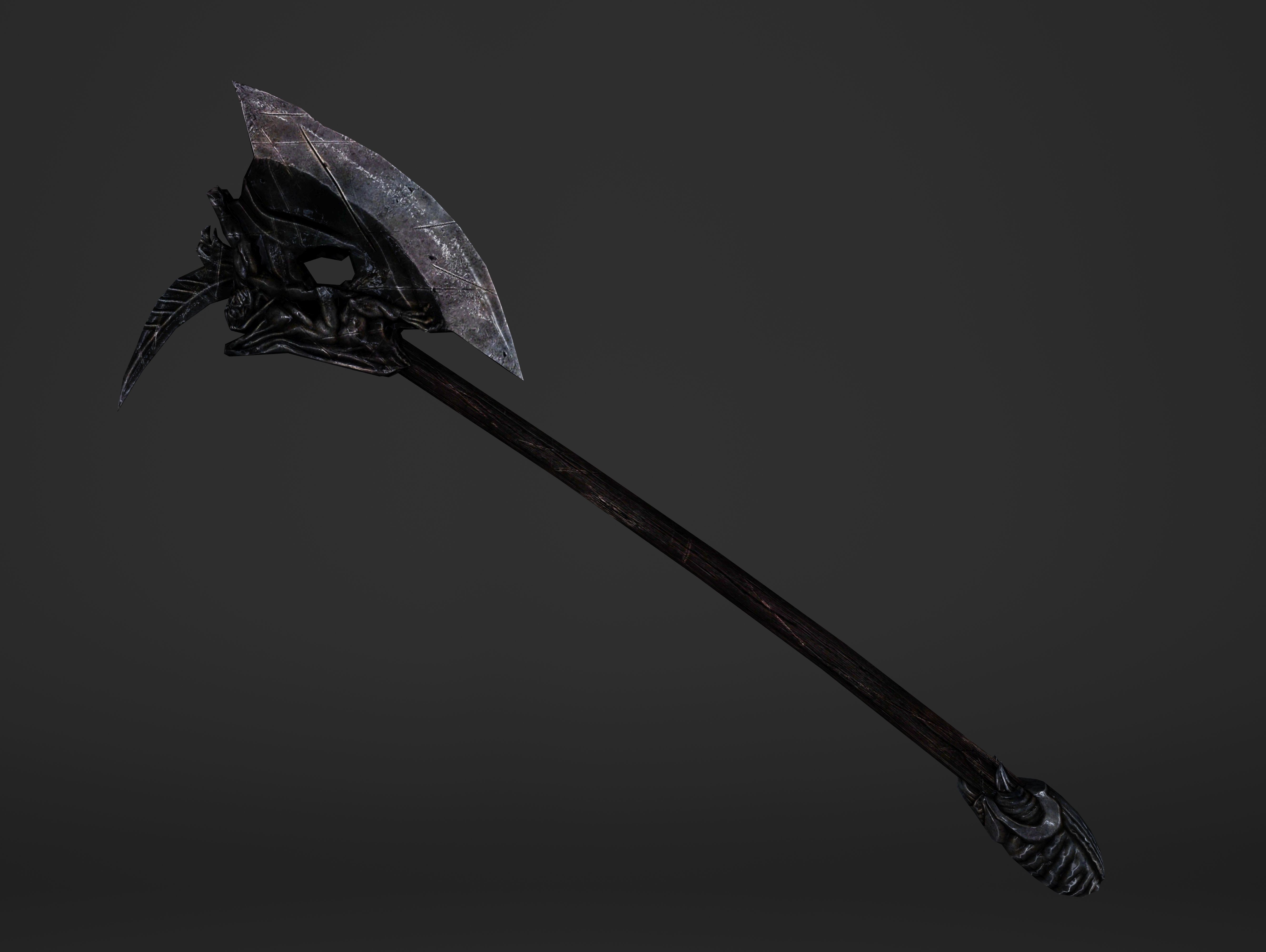 Two Handed Battleaxe Low-poly 3D model_10