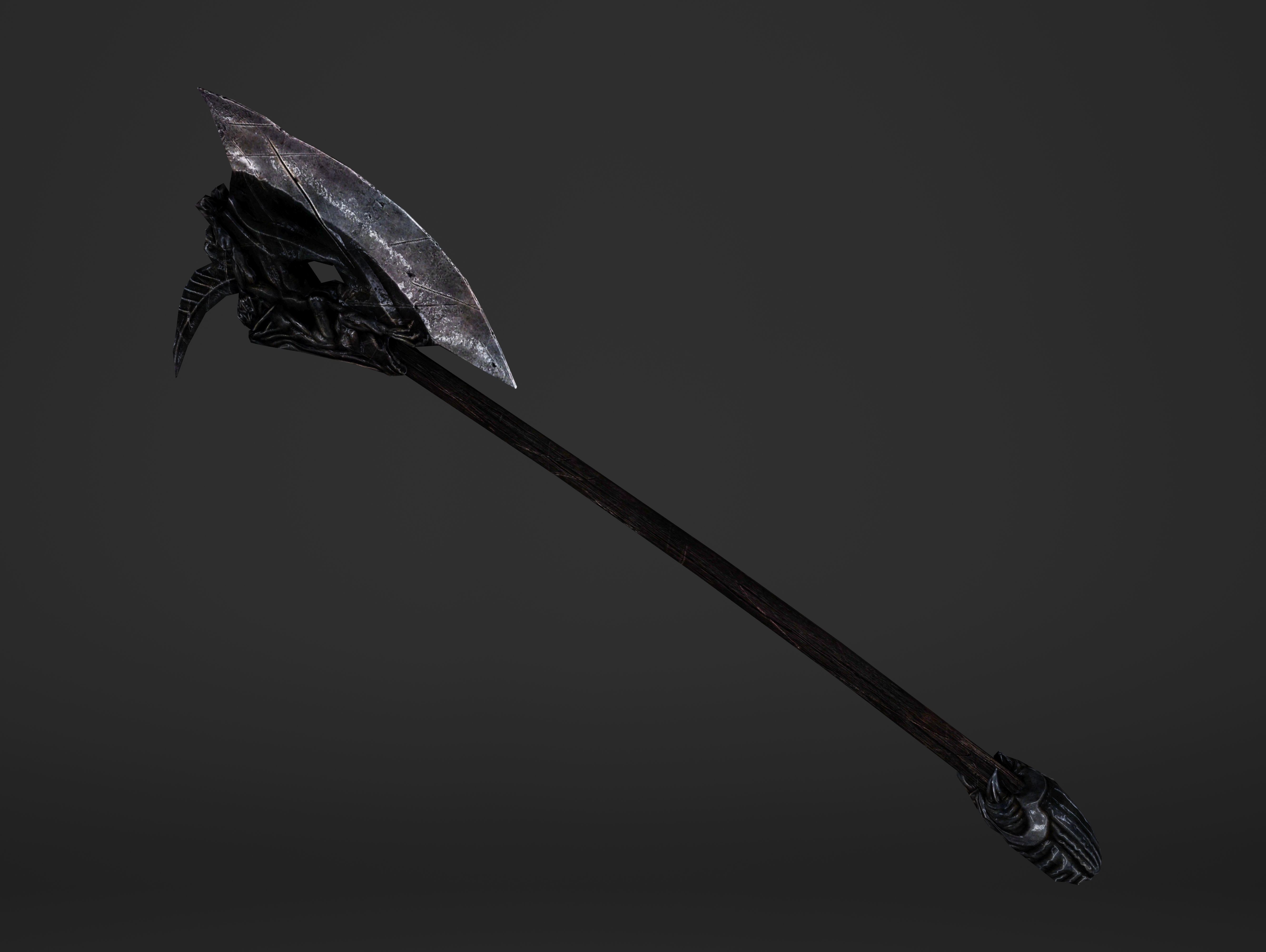 Two Handed Battleaxe Low-poly 3D model_8