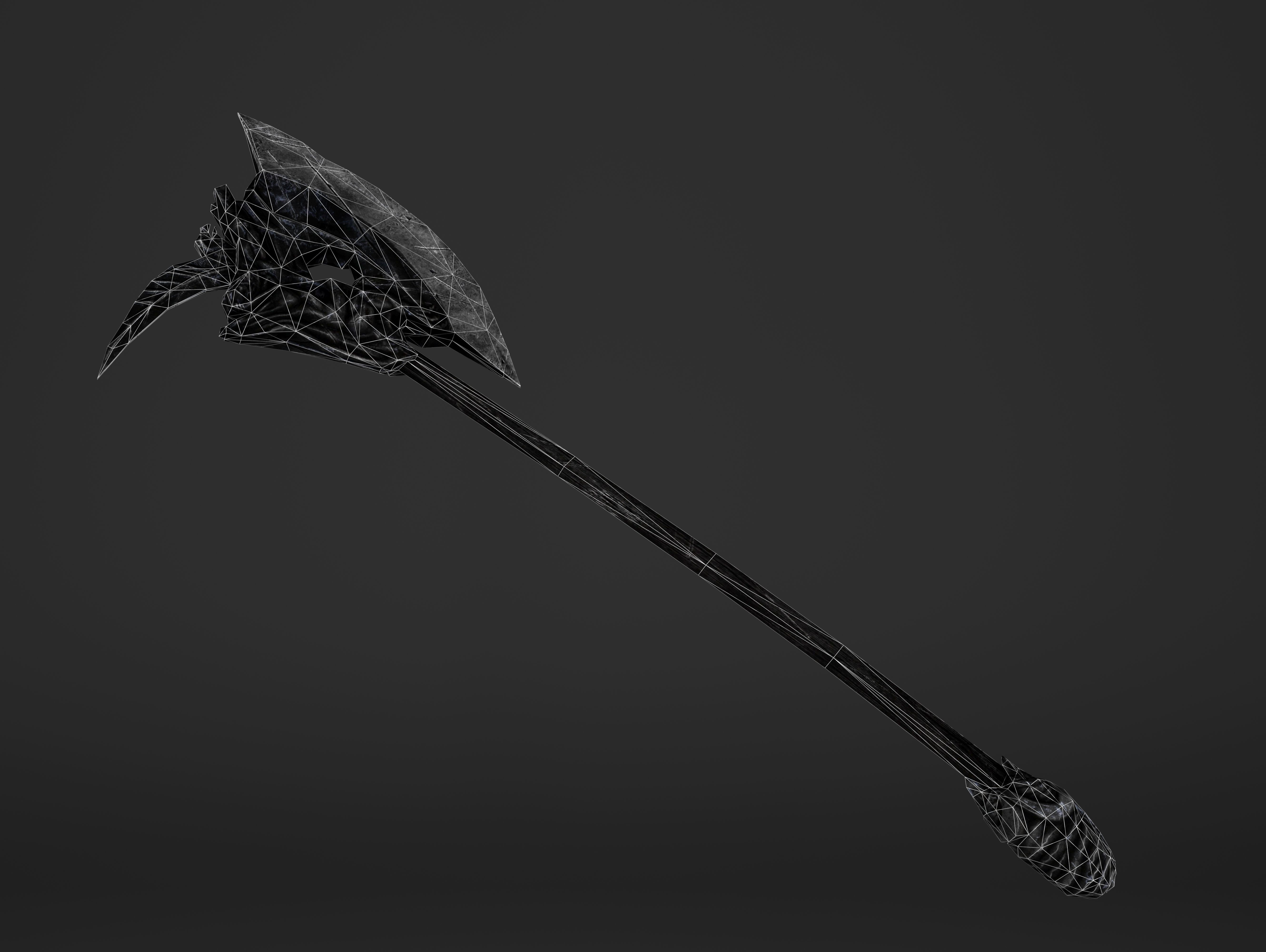 Two Handed Battleaxe Low-poly 3D model_13