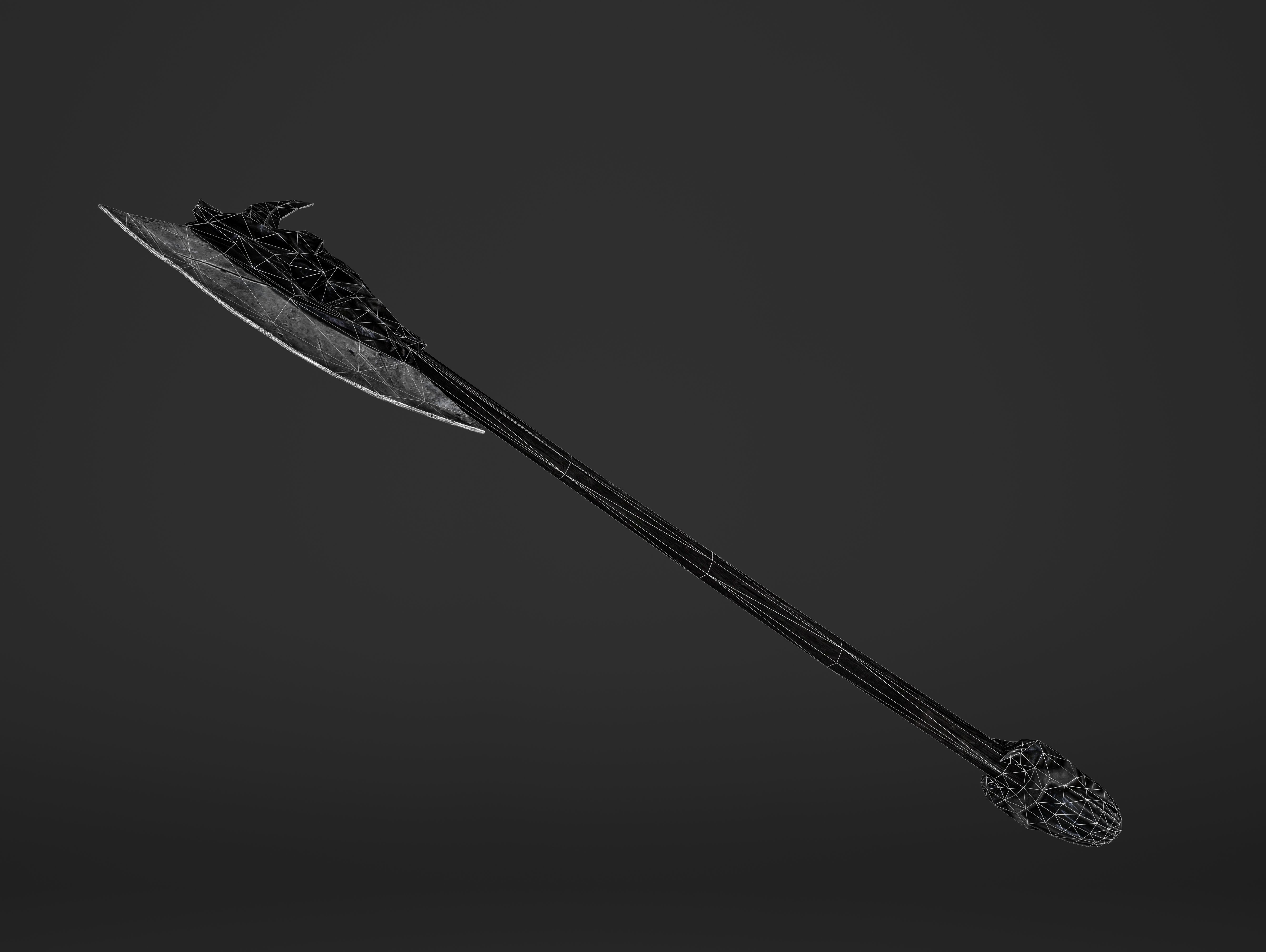 Two Handed Battleaxe Low-poly 3D model_5