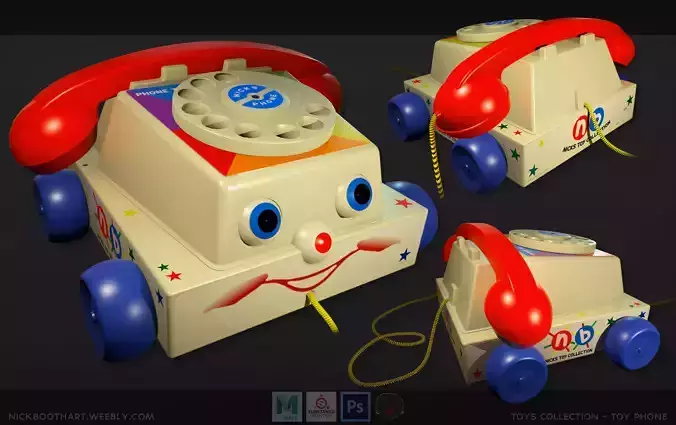Toy Phone Fisher Chatter Low-poly 3D model