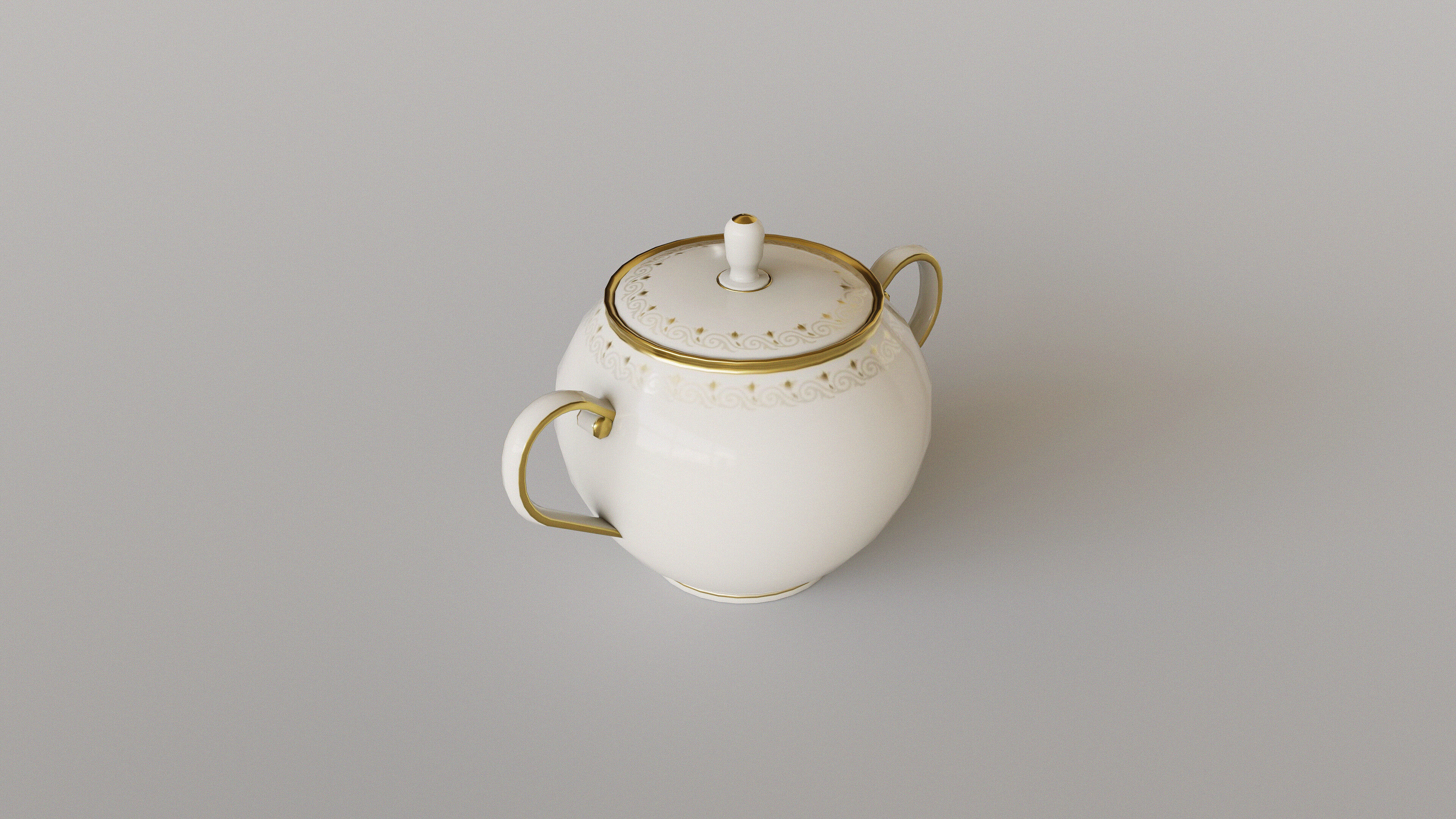 China Tea Set Low-poly 3D model_3