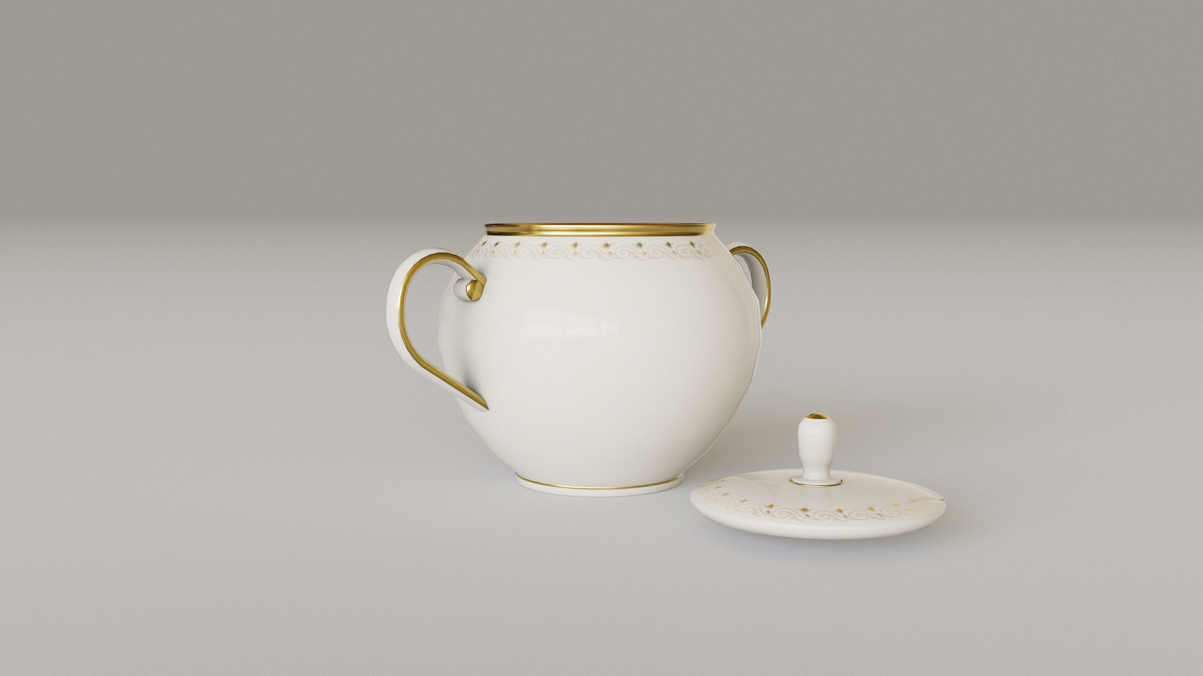 China Tea Set Low-poly 3D model_4
