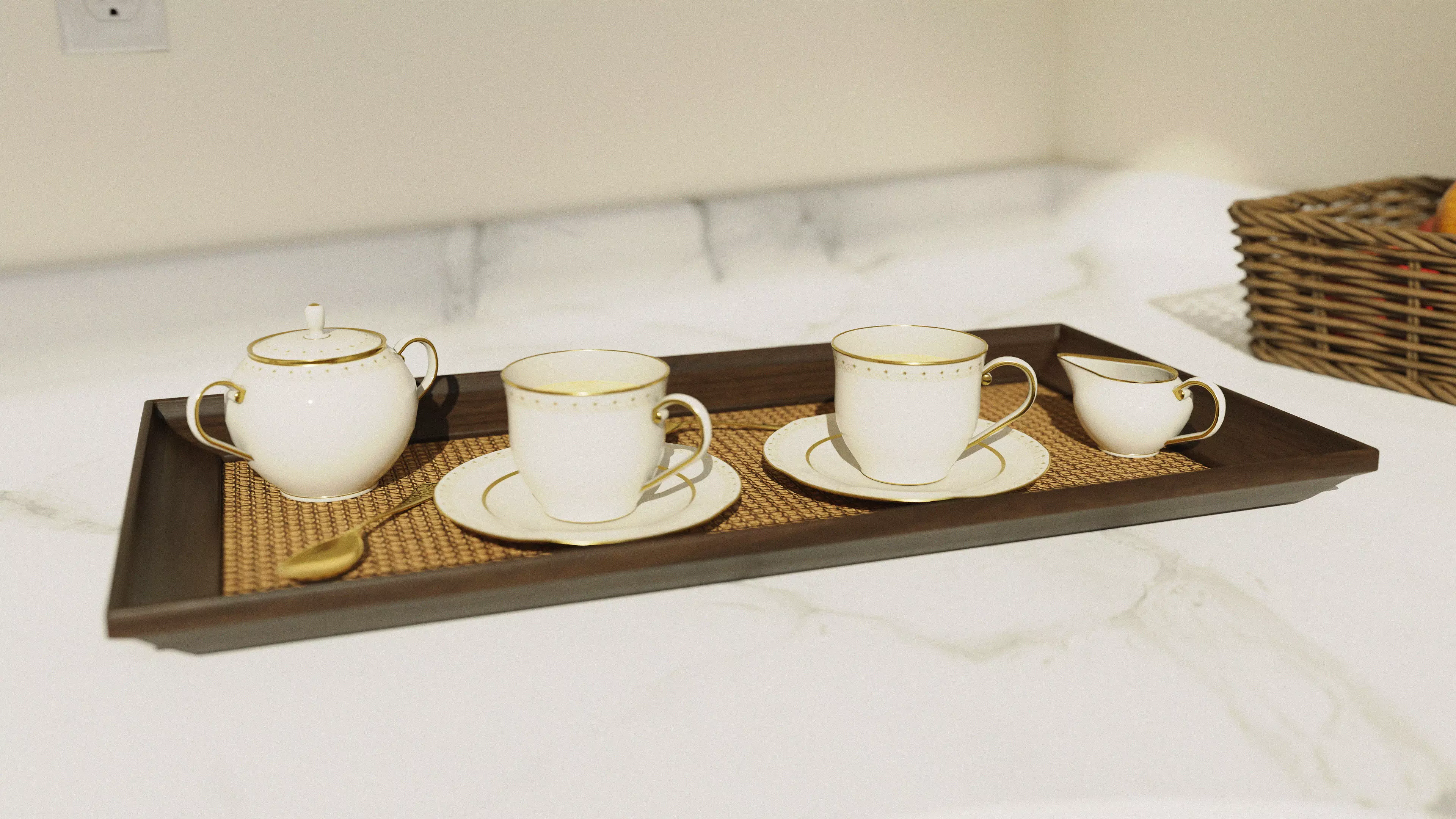 China Tea Set Low-poly 3D model_0