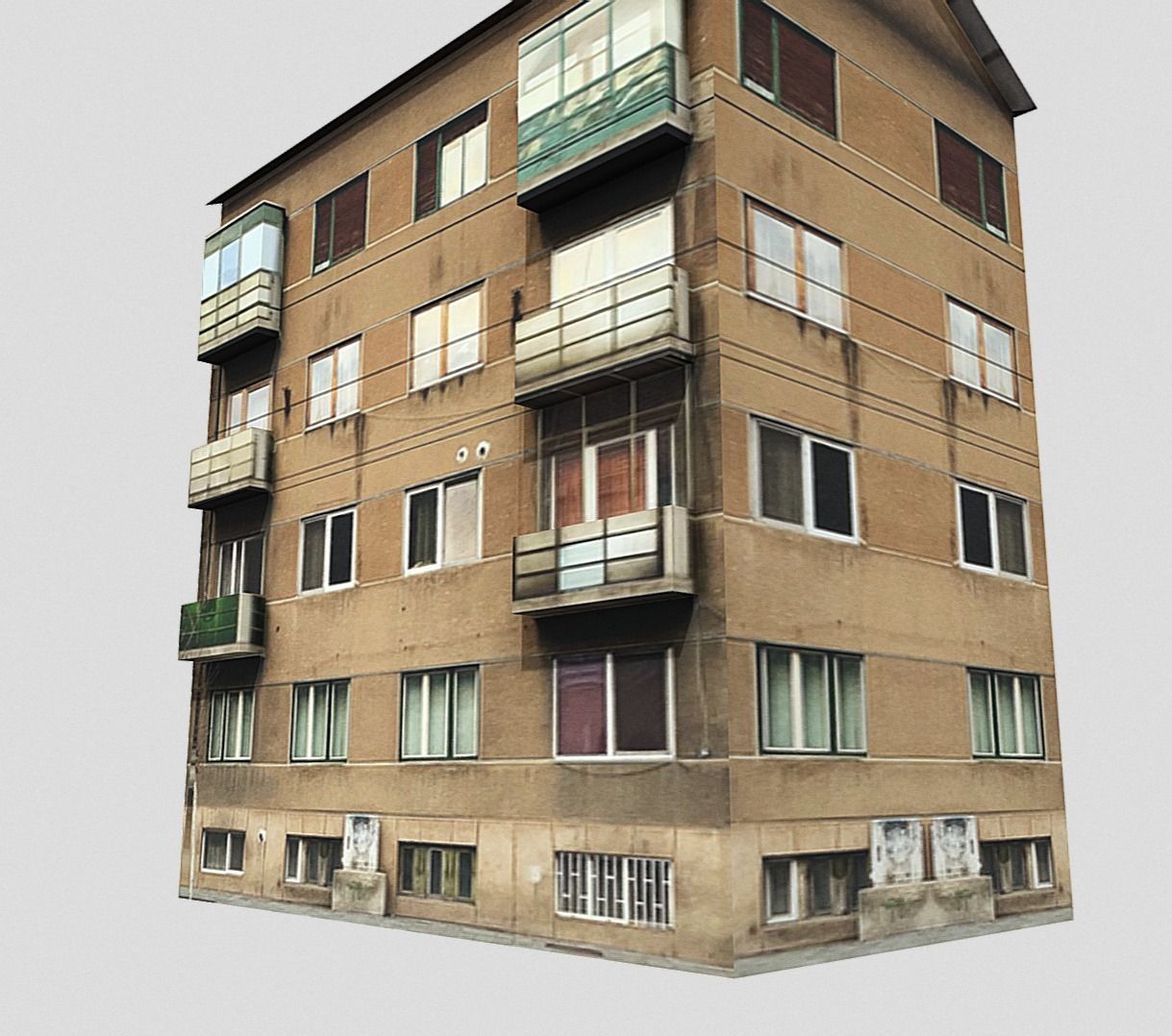 Low Poly Romania Architectural Apartments Building Low-poly 3D model_2