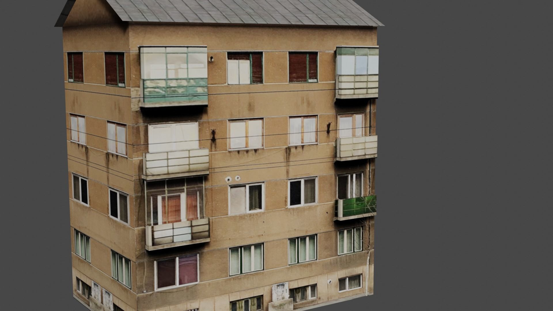 Low Poly Romania Architectural Apartments Building Low-poly 3D model_4