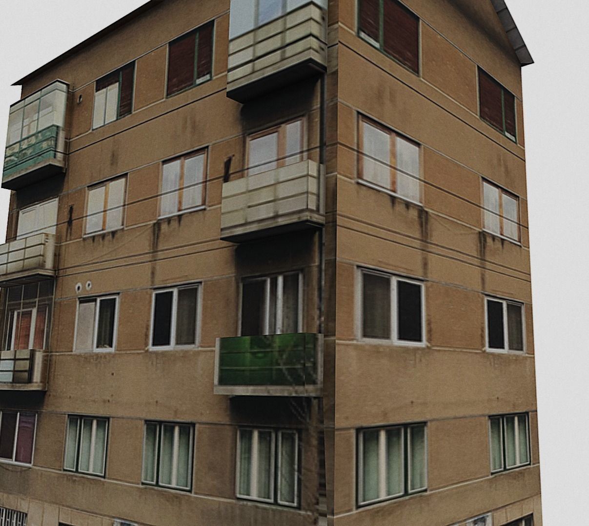 Low Poly Romania Architectural Apartments Building Low-poly 3D model_3