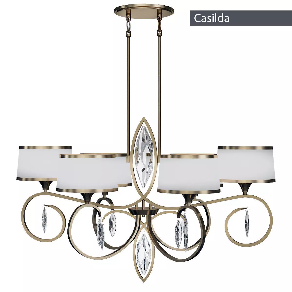 Casilda chandelier with four lights and shades 3D model
