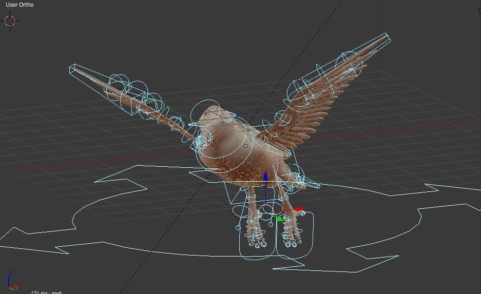 blue bird animated 3D model_2