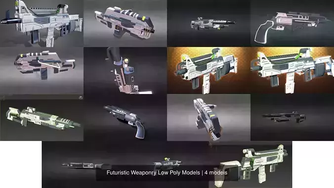Futuristic Weaponry Low Poly Models