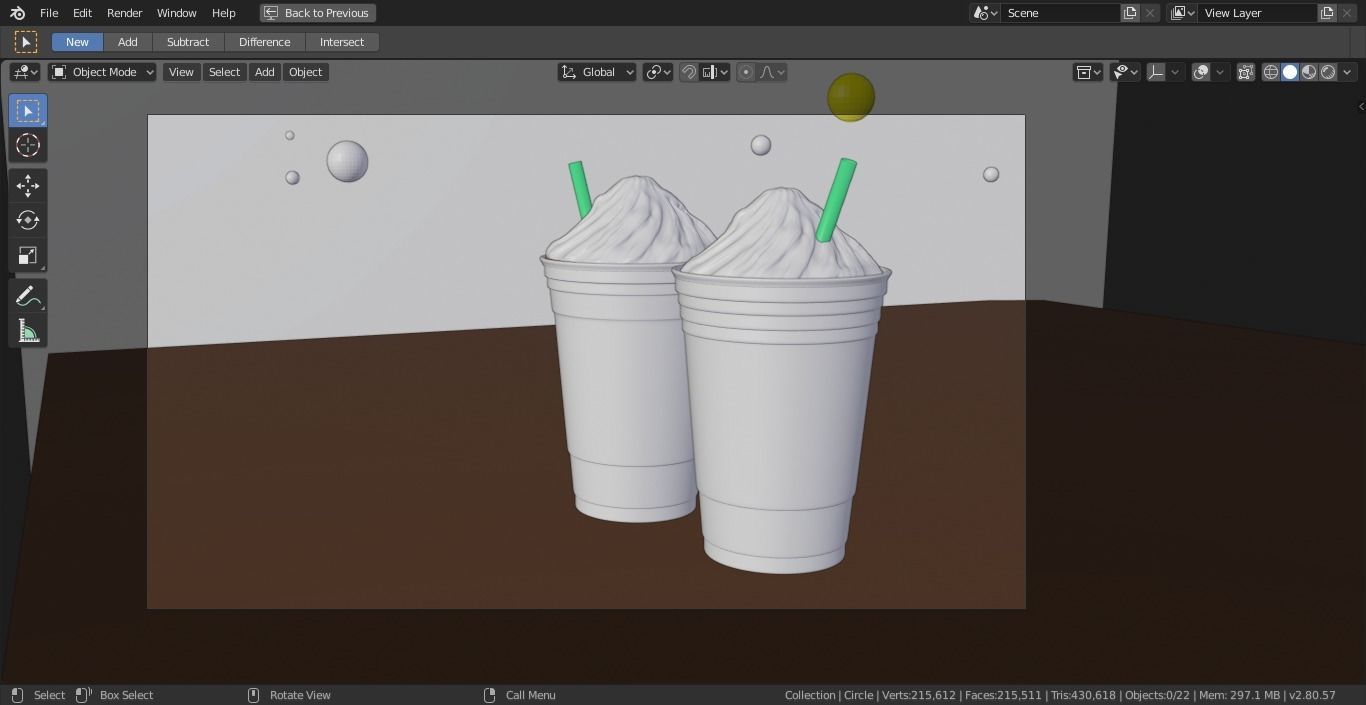 Starbucks two drinks on wooden table Free 3D model_1