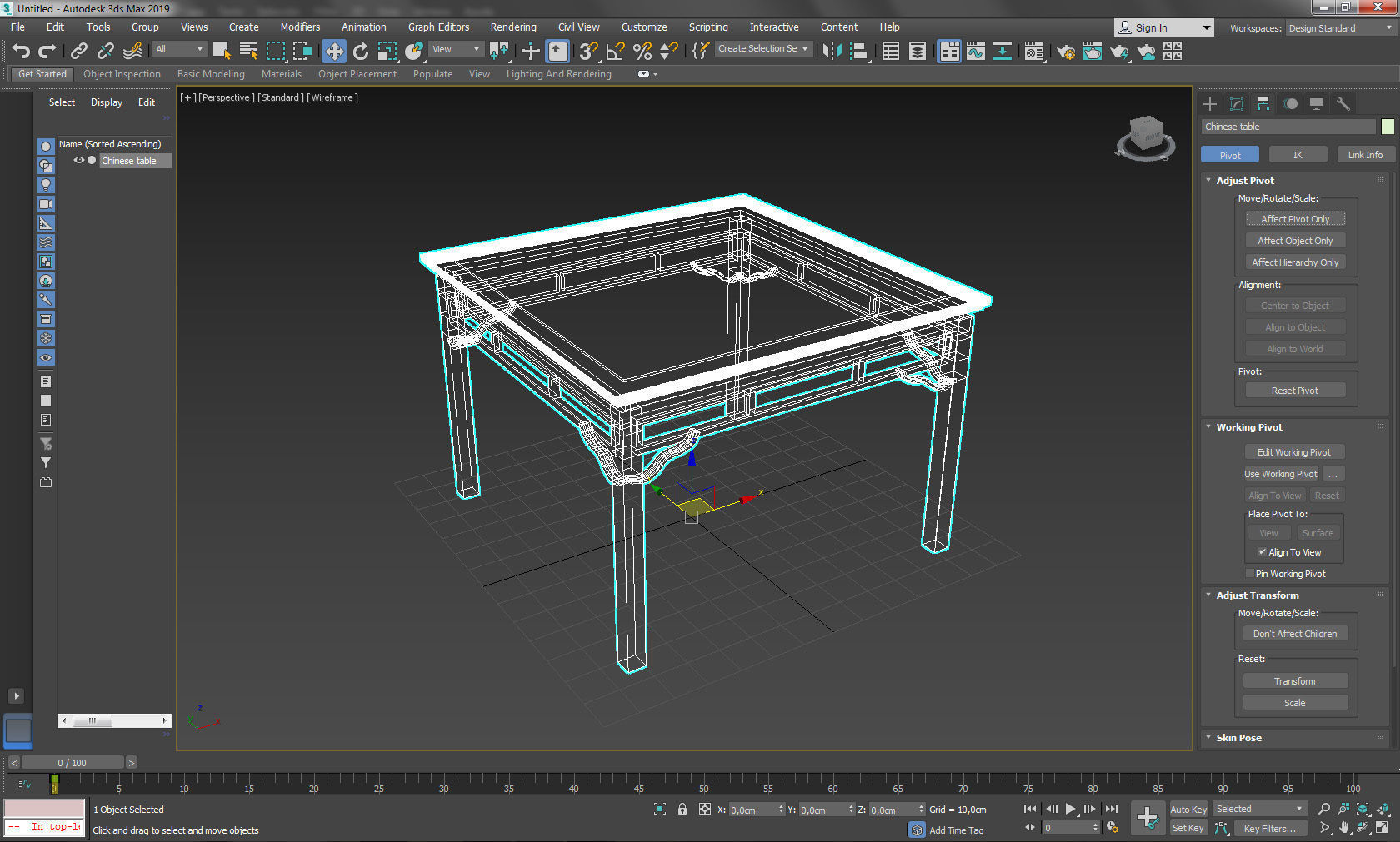 Chinese Table Lowpoly Low-poly 3D model_7