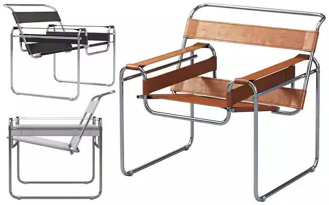 Wassily Chair by Marcel Breuer 4 options 3D model