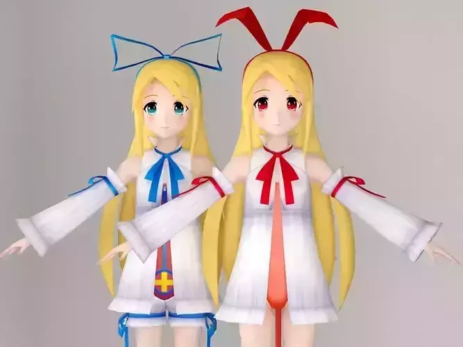 T pose nonrigged model of Flonne anime girl 3D model