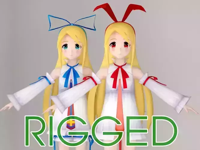 T pose rigged model of Flonne anime girl 3D model