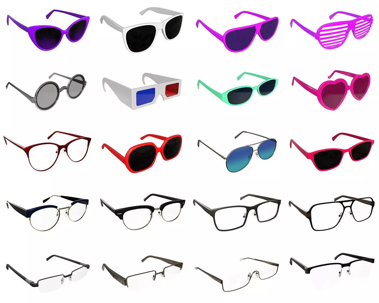 Glasses collection pair of with frames and clear lenses _0