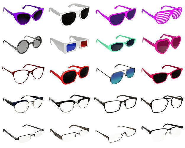 Glasses collection pair of with frames and clear lenses 