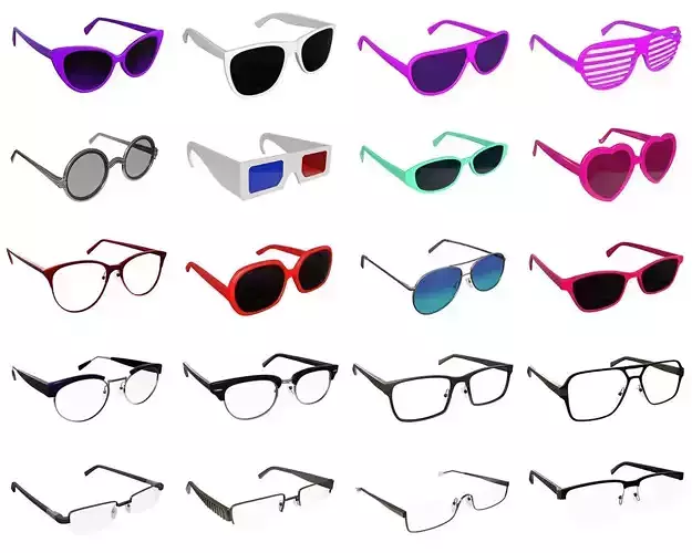 Glasses collection pair of with frames and clear lenses 