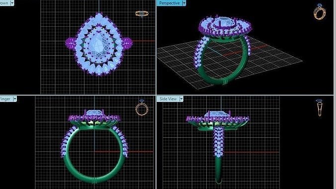 Pear shape Fancy ring  3D print model