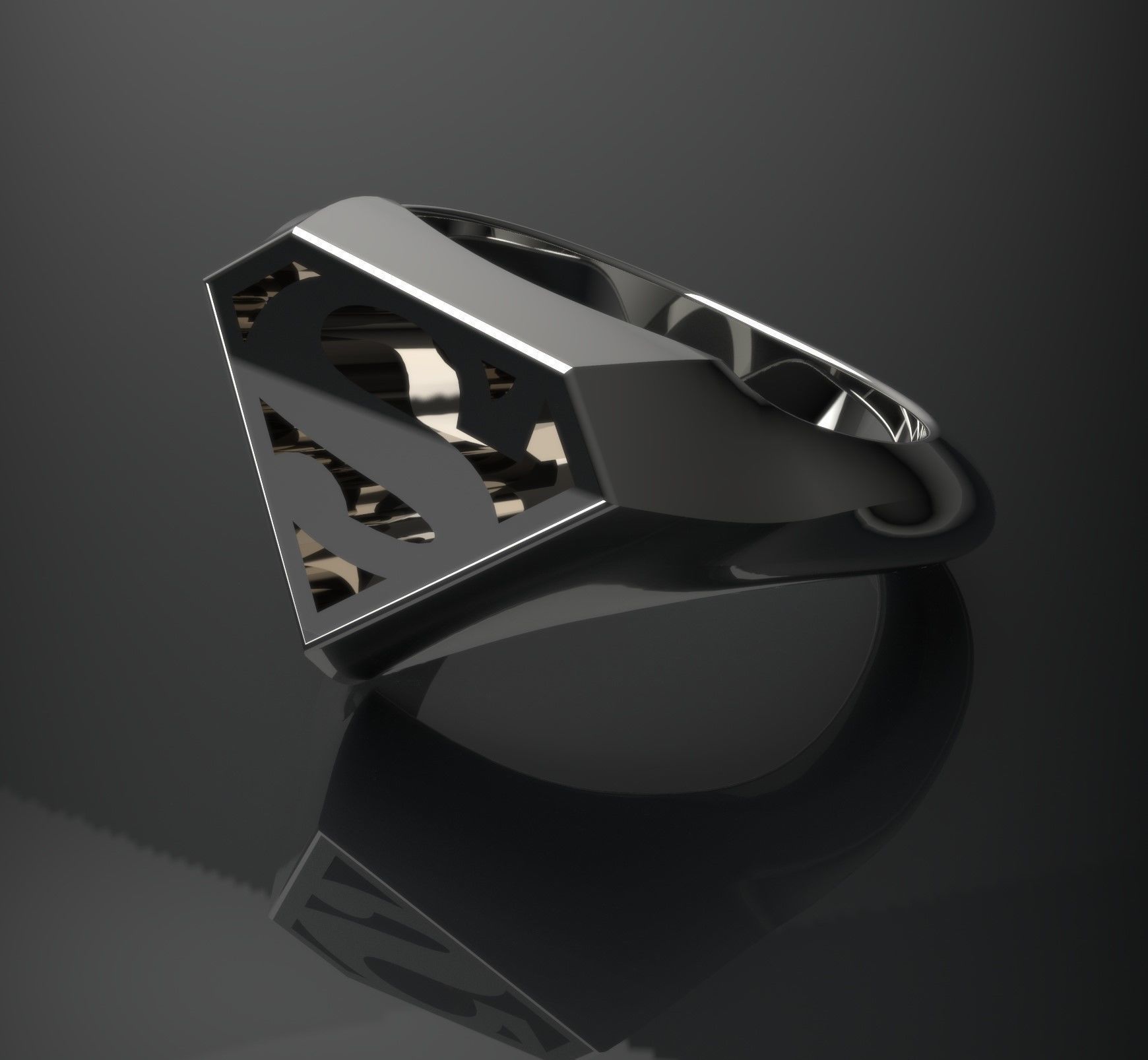 Superman Logo ring  3D model_1