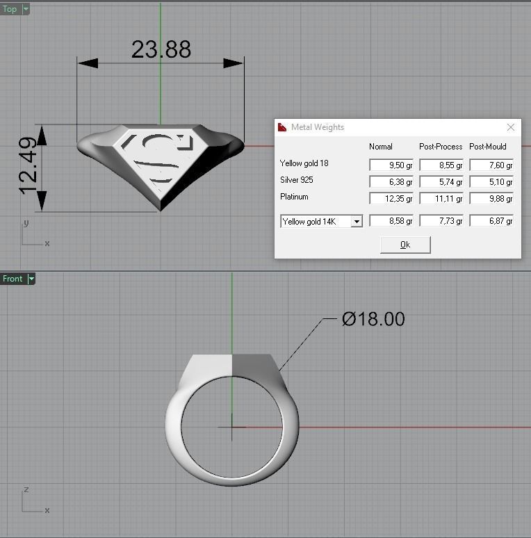 Superman Logo ring  3D model_2