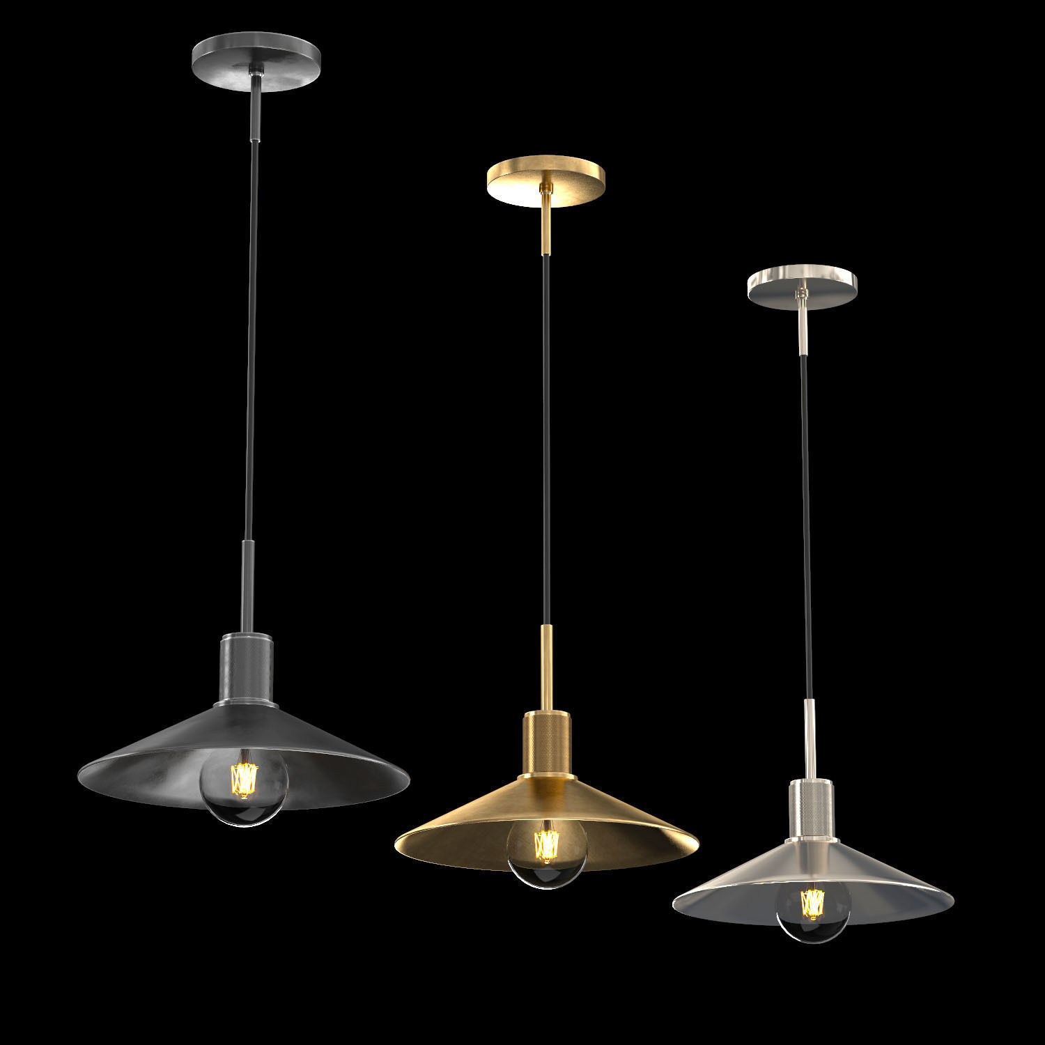 UTILITAIRE SLOPE METAL SHADE PENDANT 3D model_1