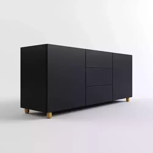 Black Red White Modai Chest of Drawers 3D model