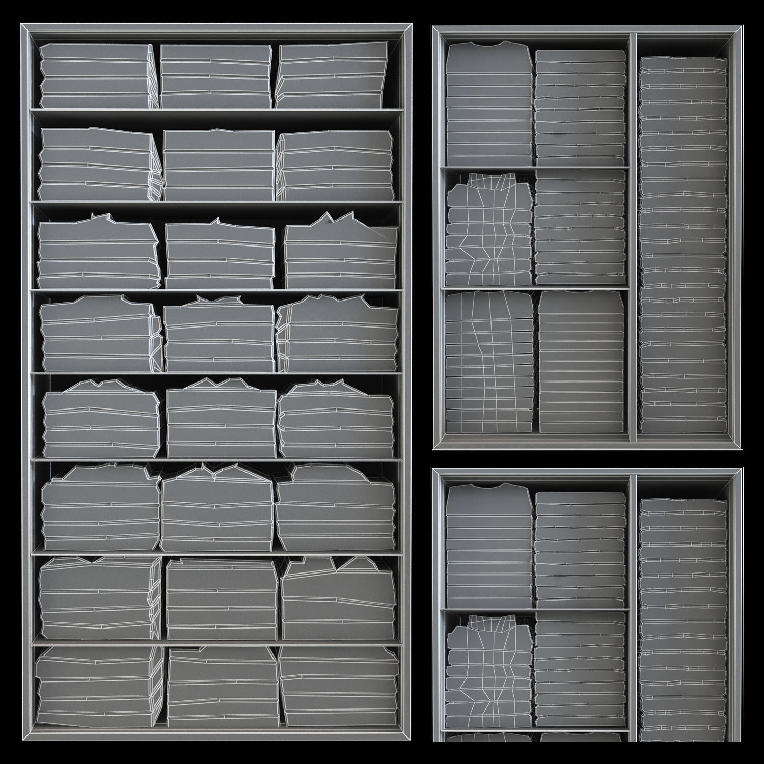 Shelves with shirts 3D model_1