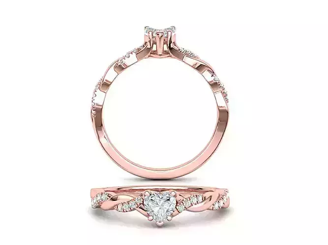 Heart engagement ring Twisted shank design printable 3dmodel 3D print model