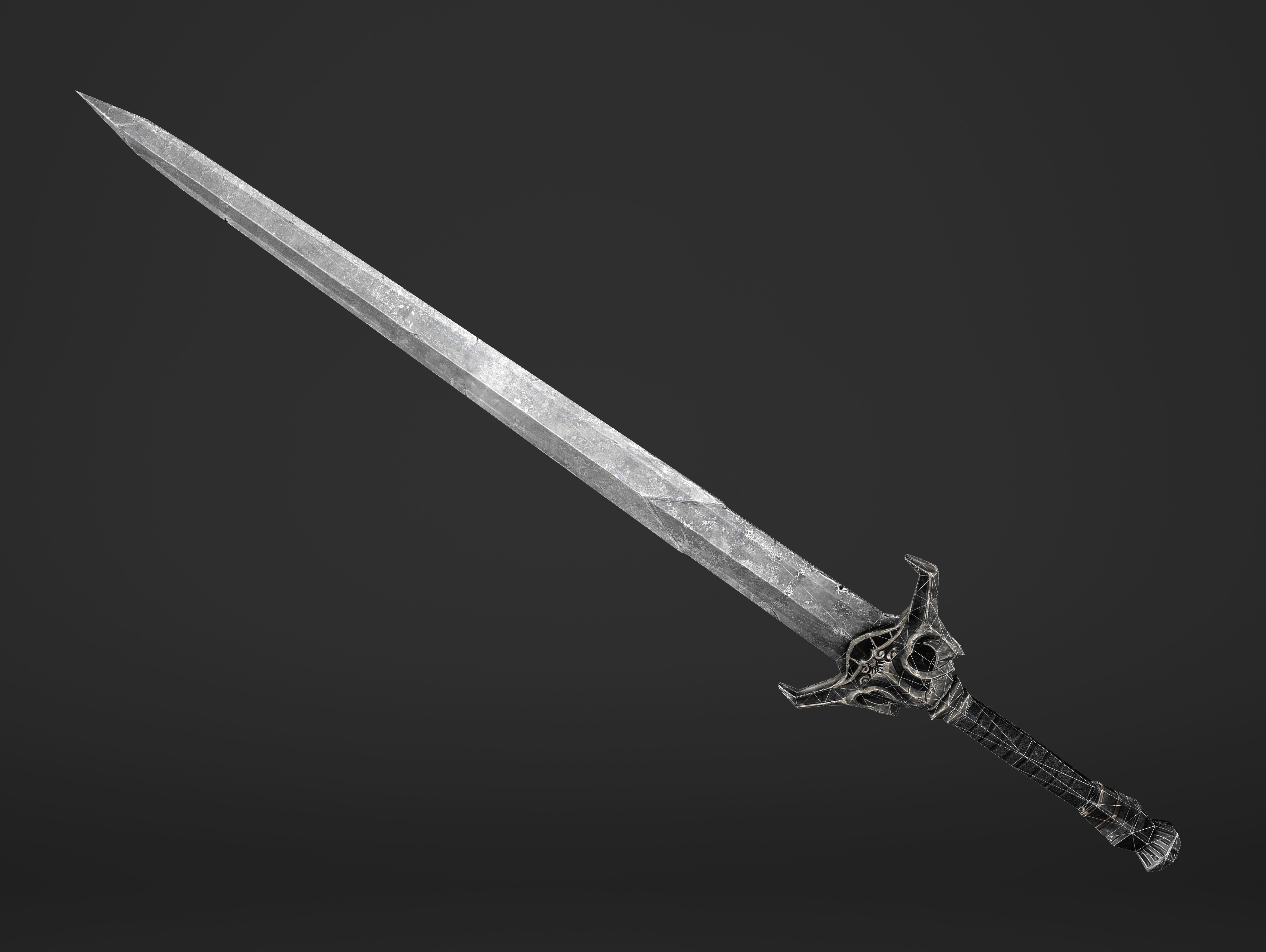 Kings Steel Sword Low-poly 3D model_17