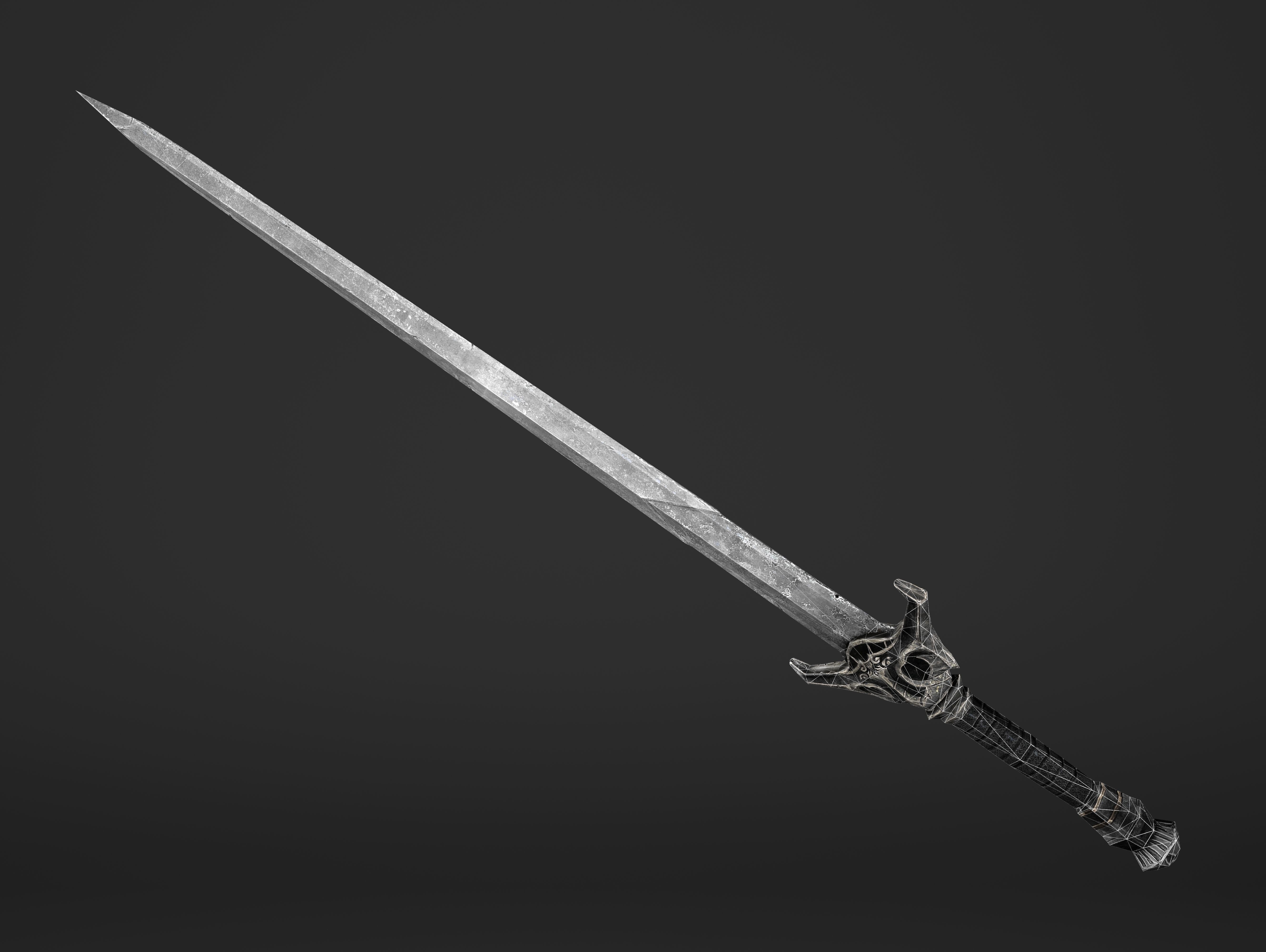 Kings Steel Sword Low-poly 3D model_15
