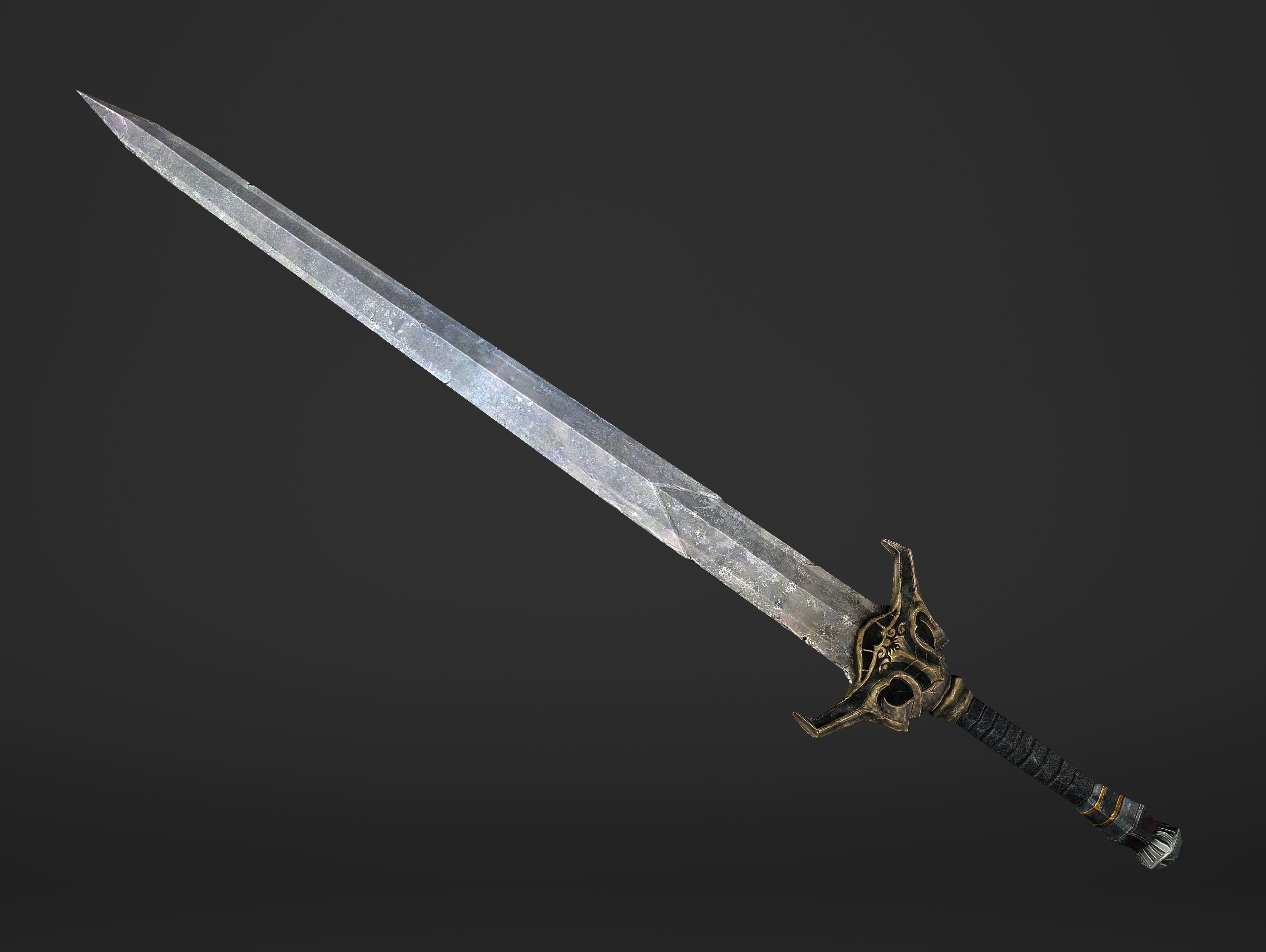 Kings Steel Sword Low-poly 3D model_4