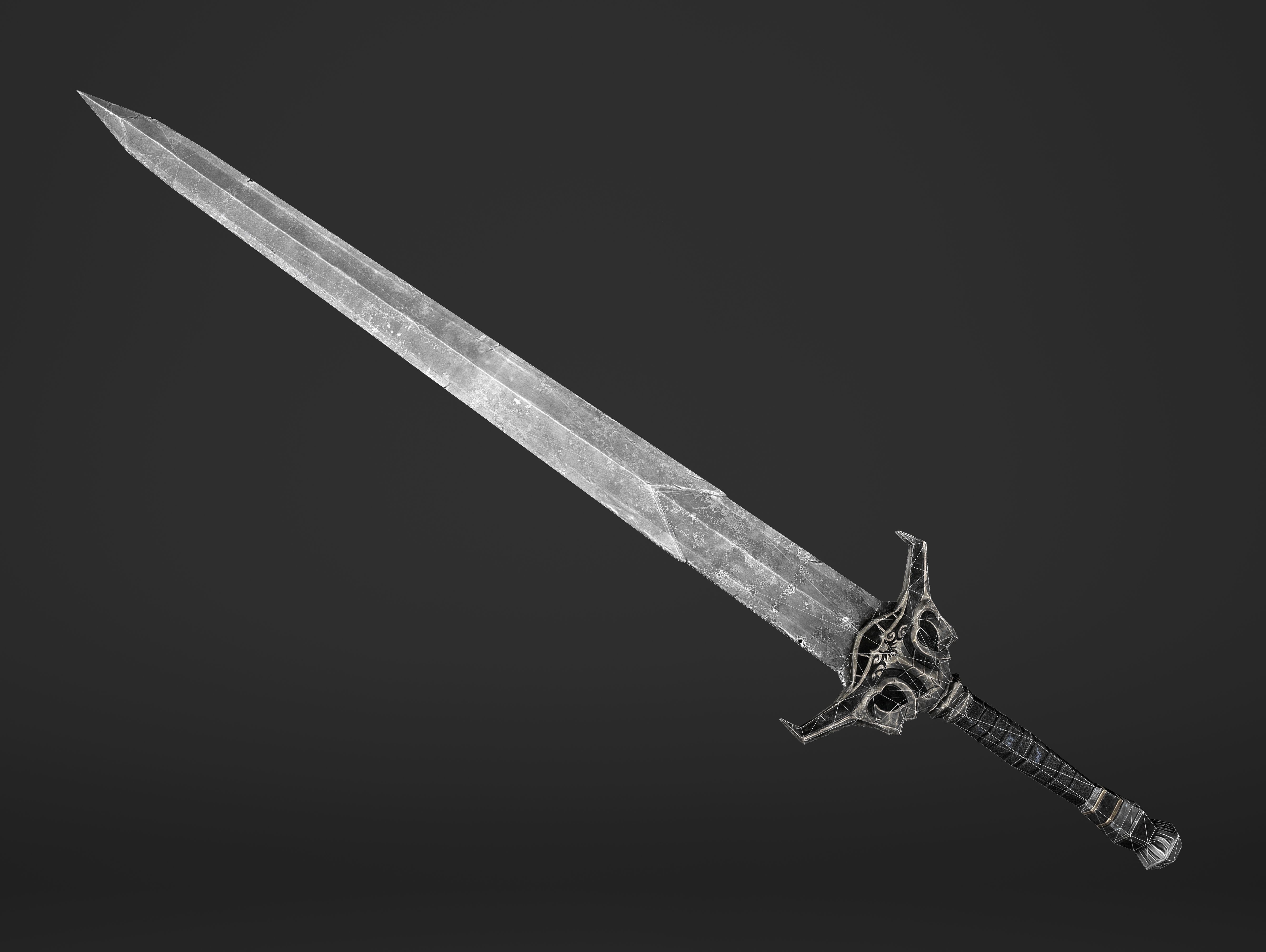 Kings Steel Sword Low-poly 3D model_3