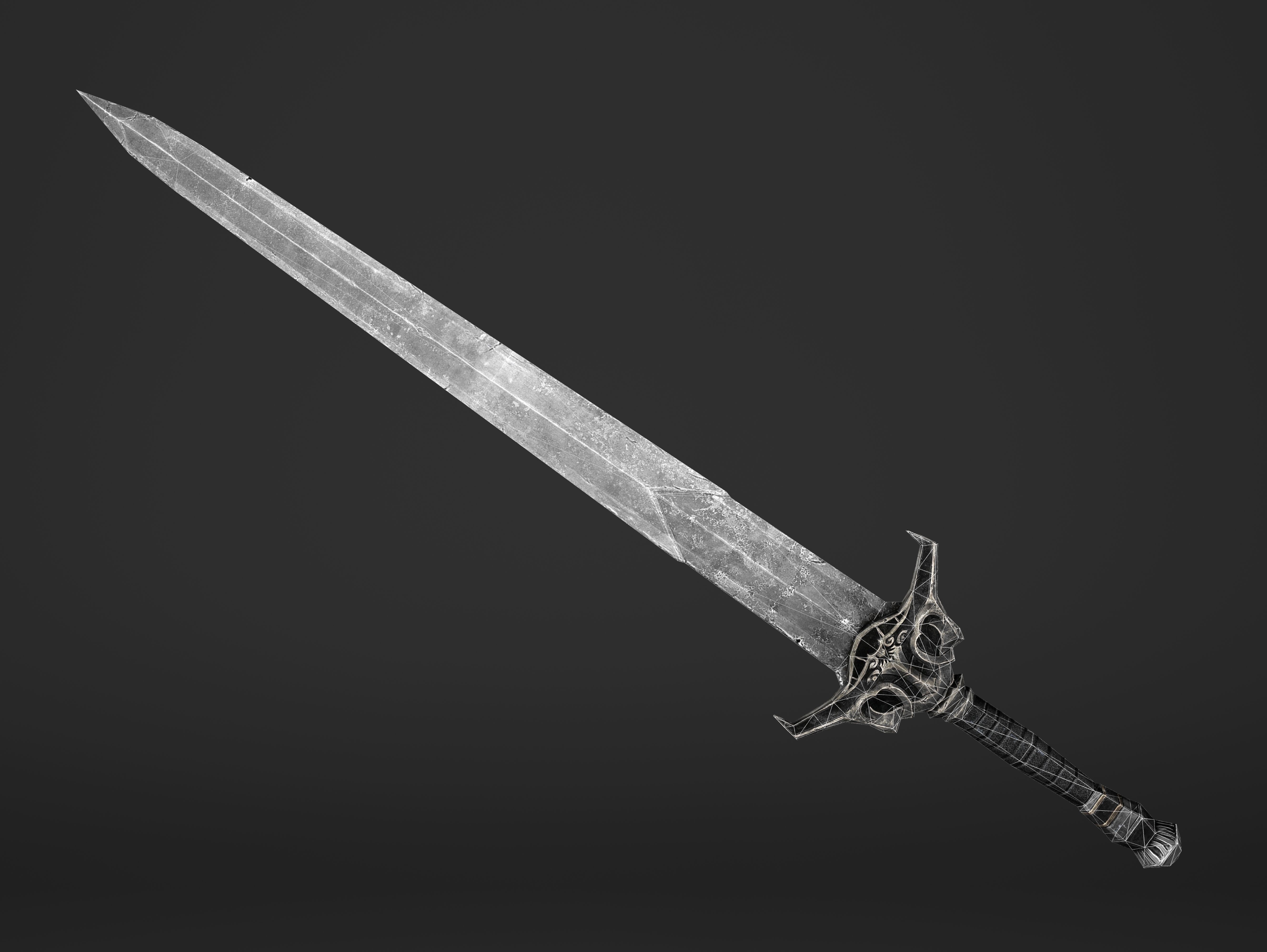 Kings Steel Sword Low-poly 3D model_1