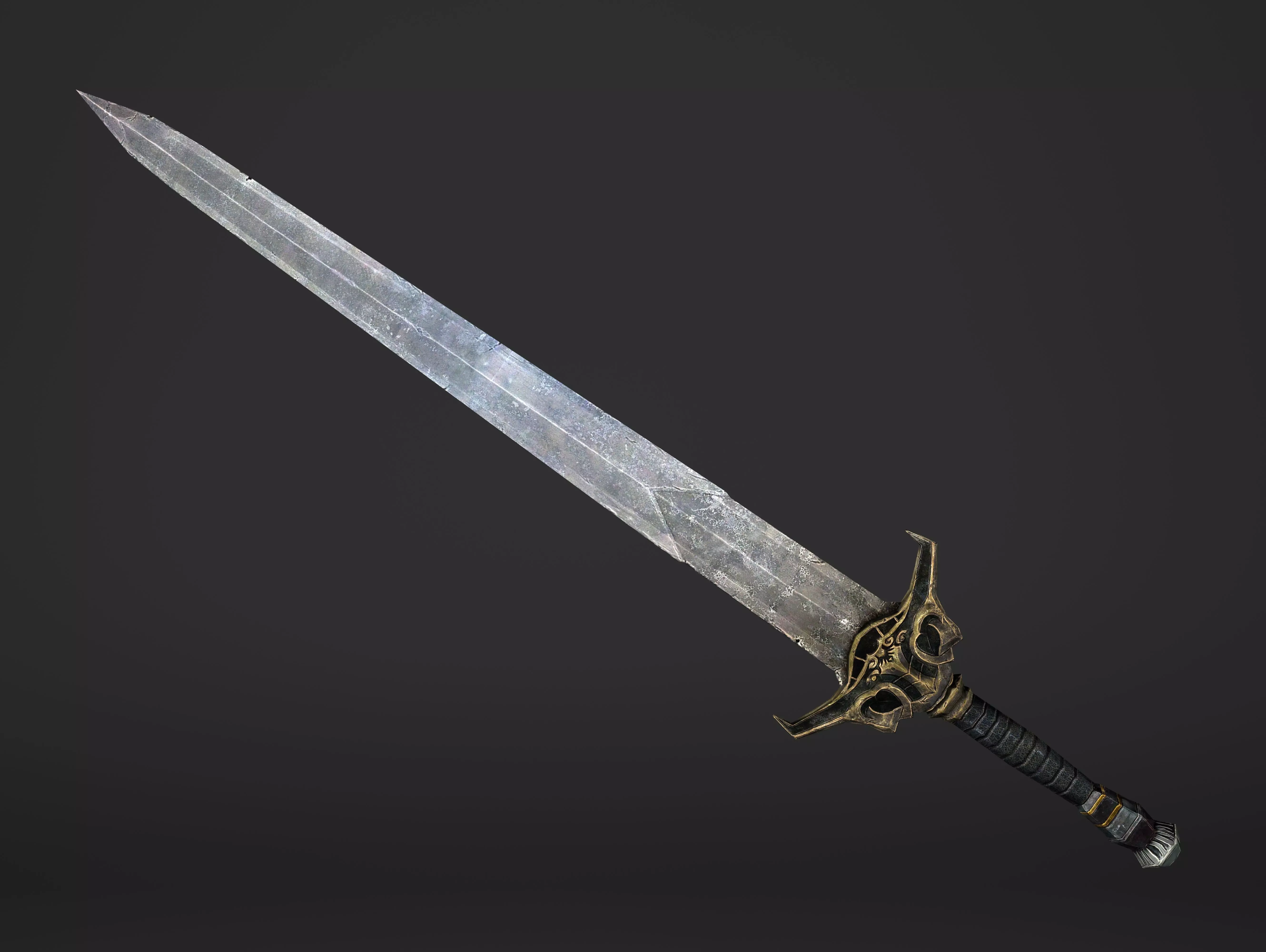 Kings Steel Sword Low-poly 3D model_0