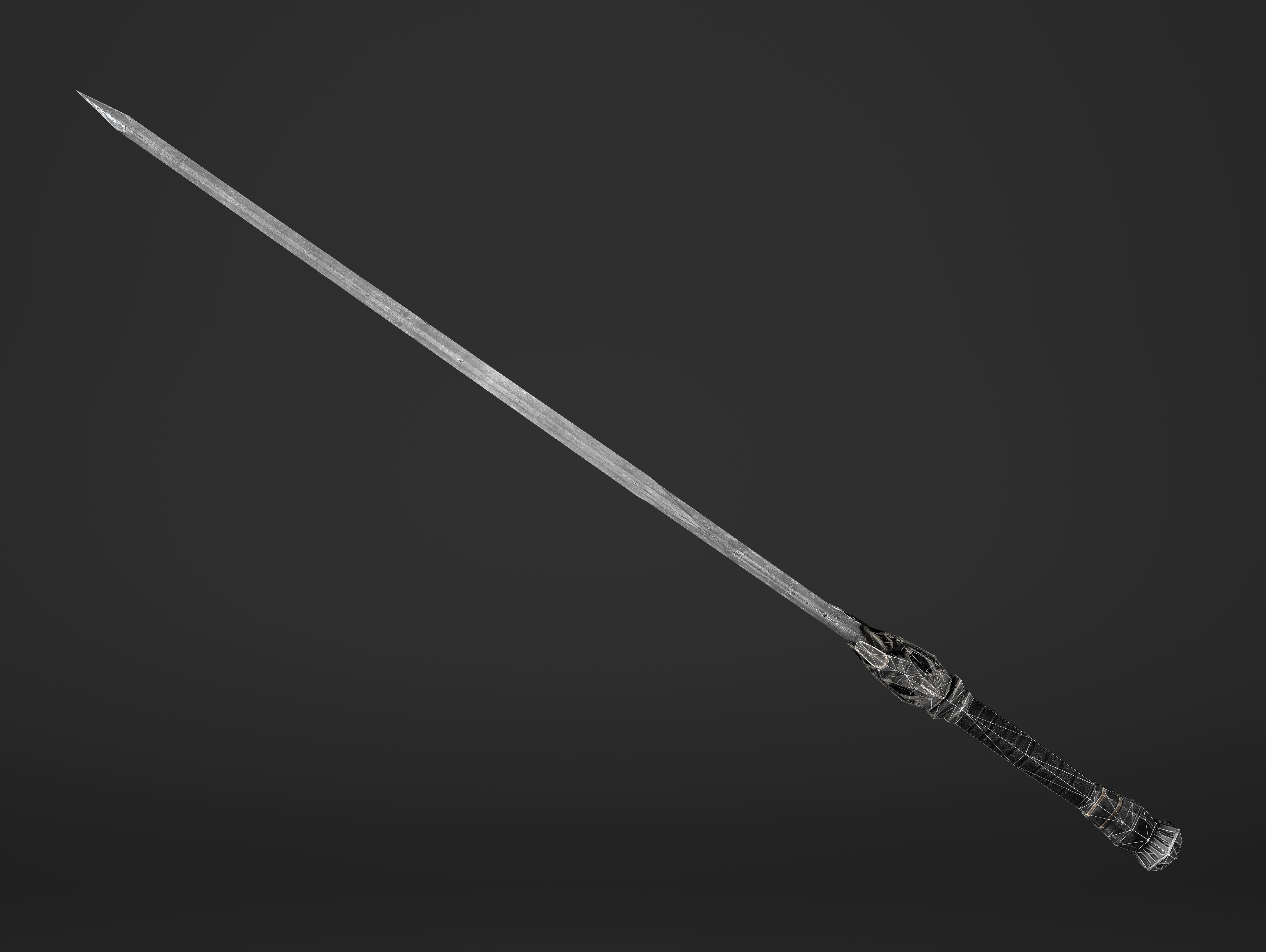 Kings Steel Sword Low-poly 3D model_11