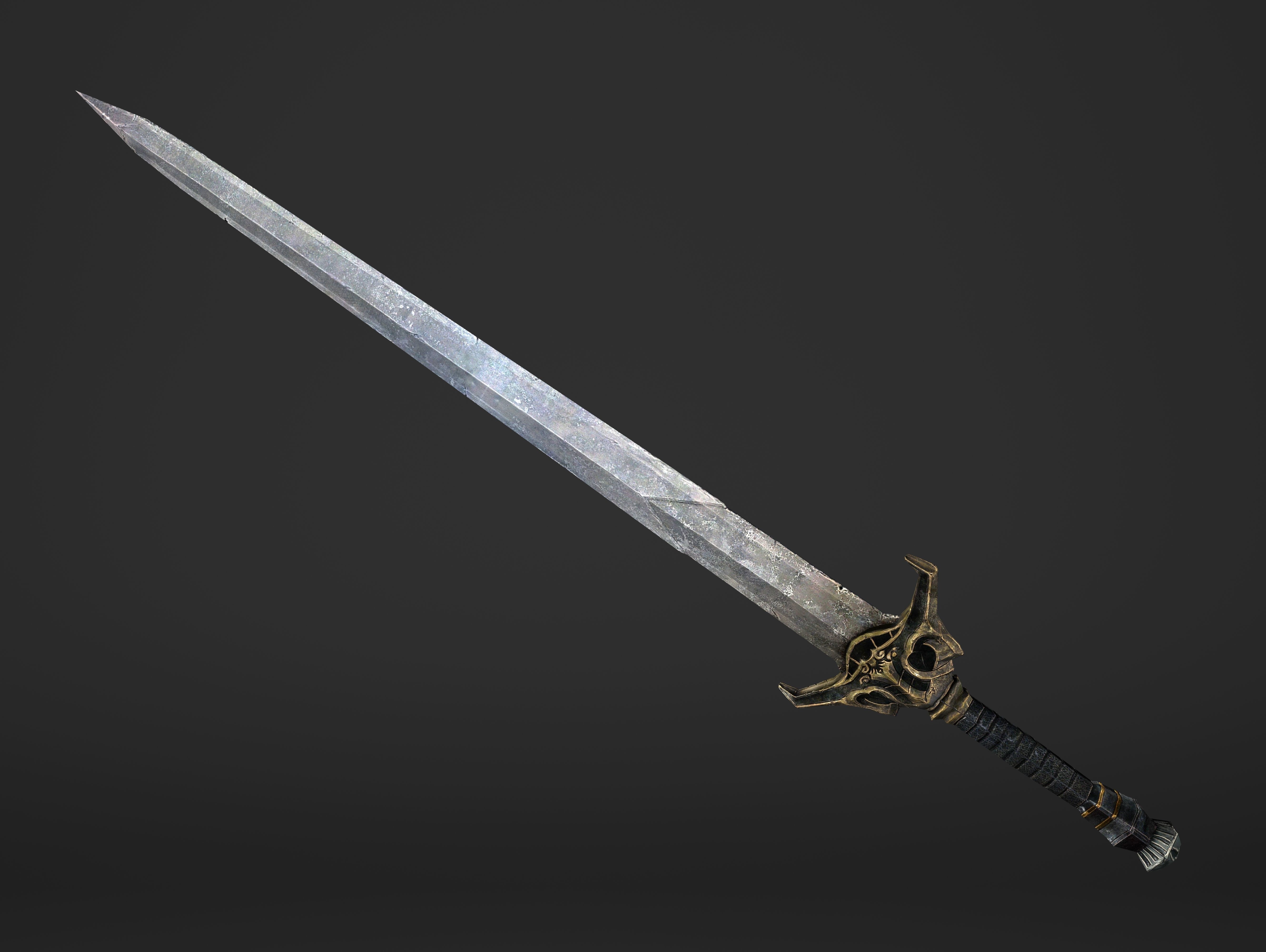 Kings Steel Sword Low-poly 3D model_16