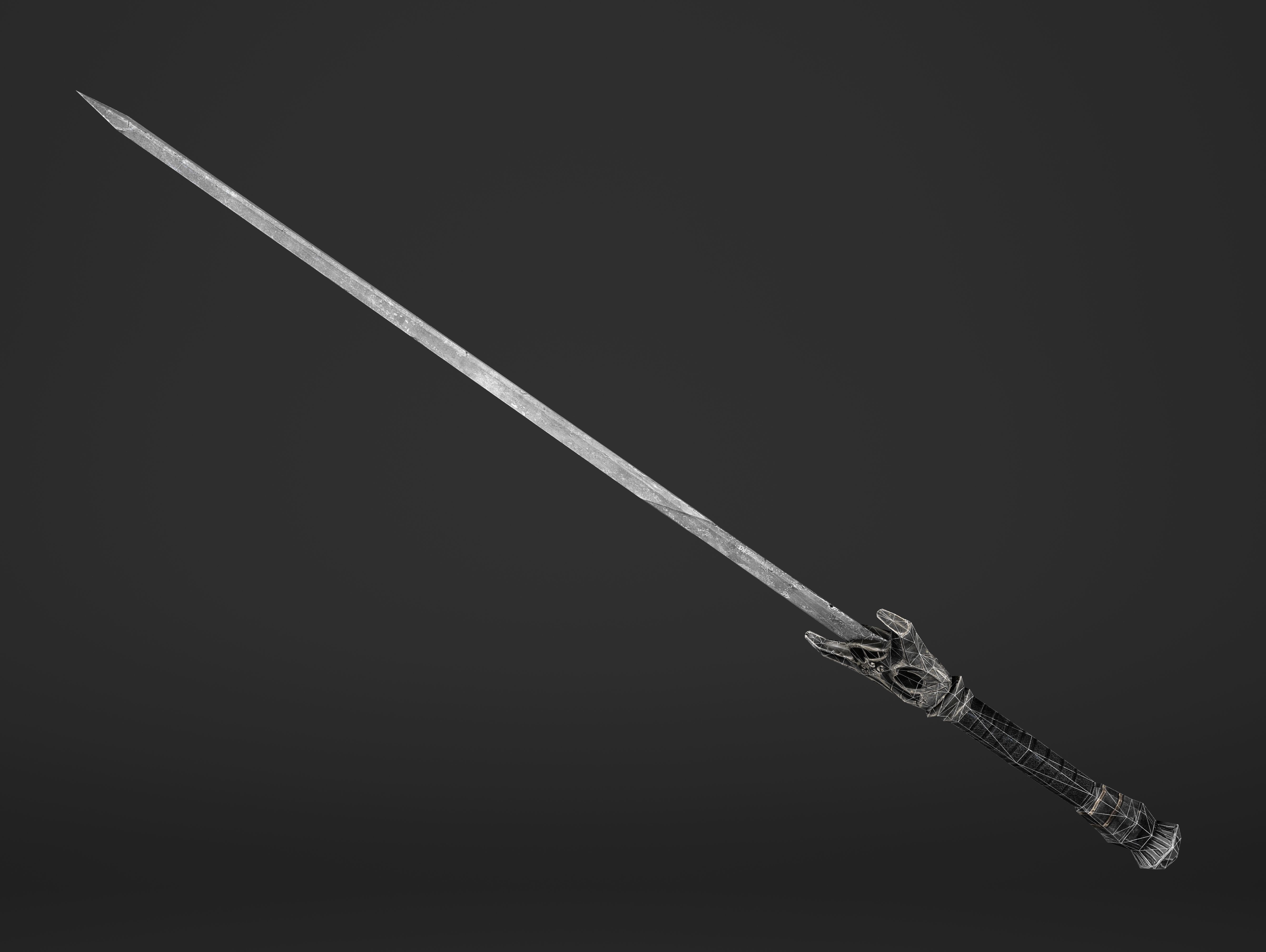 Kings Steel Sword Low-poly 3D model_13