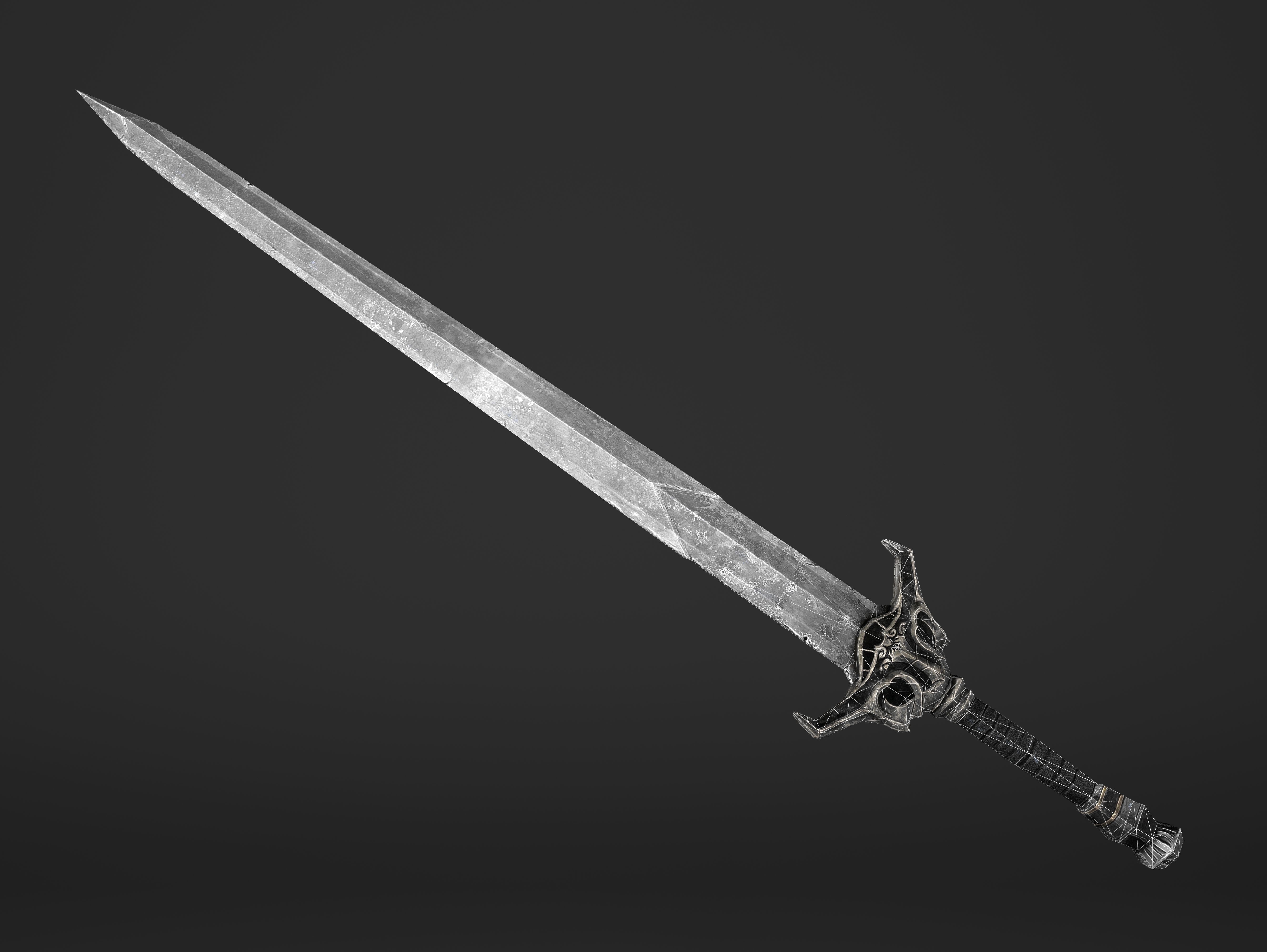 Kings Steel Sword Low-poly 3D model_5