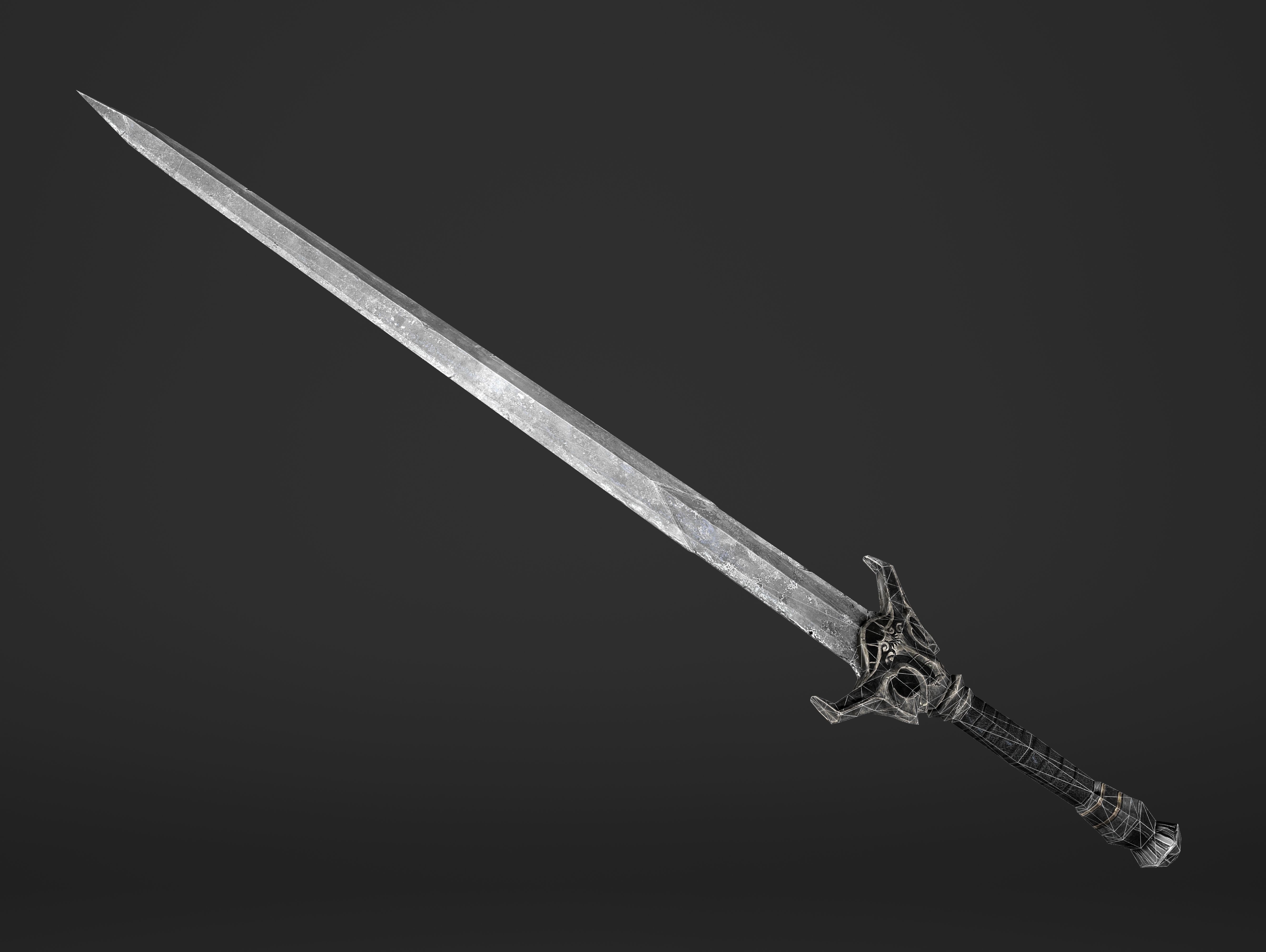 Kings Steel Sword Low-poly 3D model_7