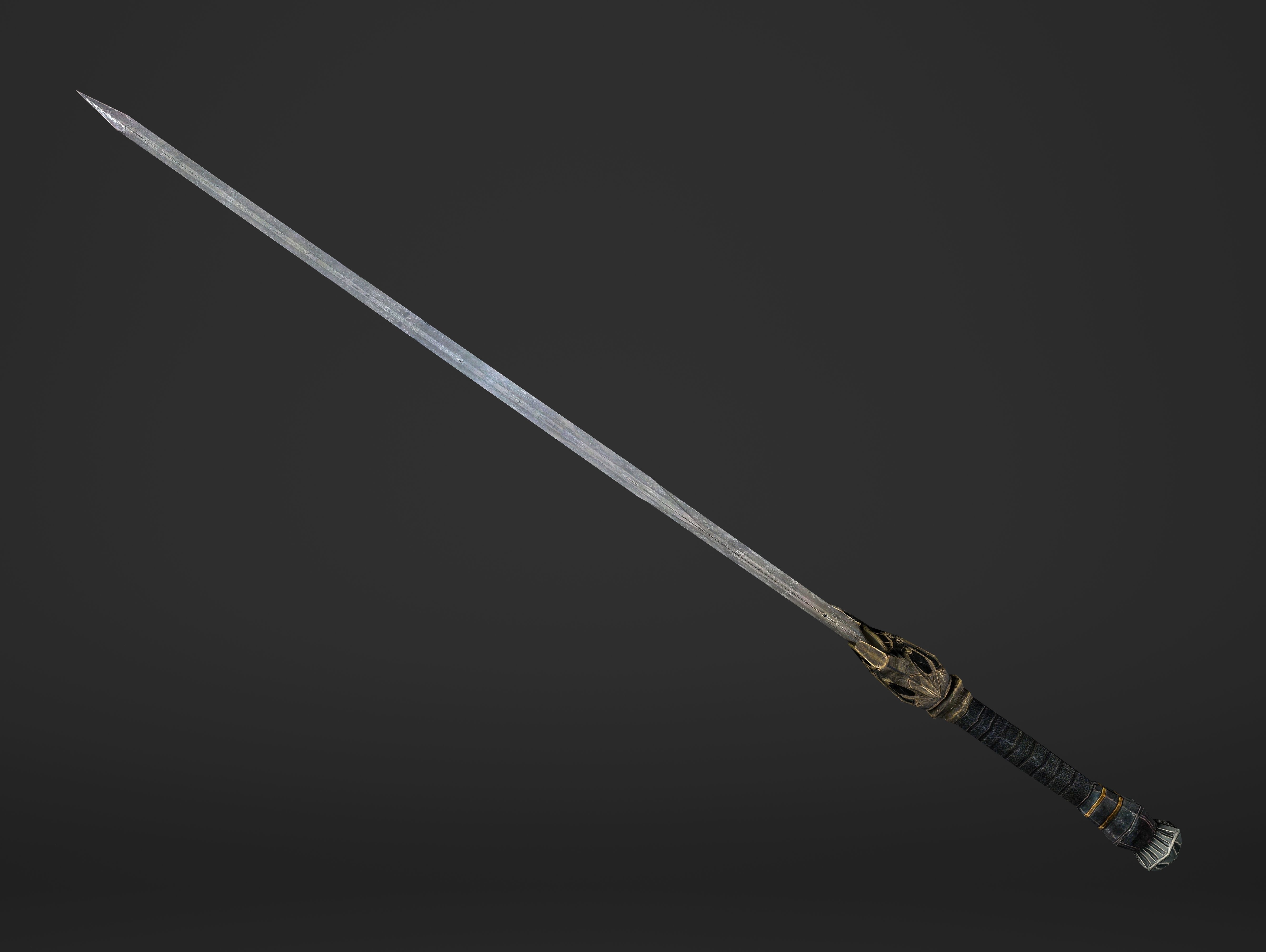 Kings Steel Sword Low-poly 3D model_10