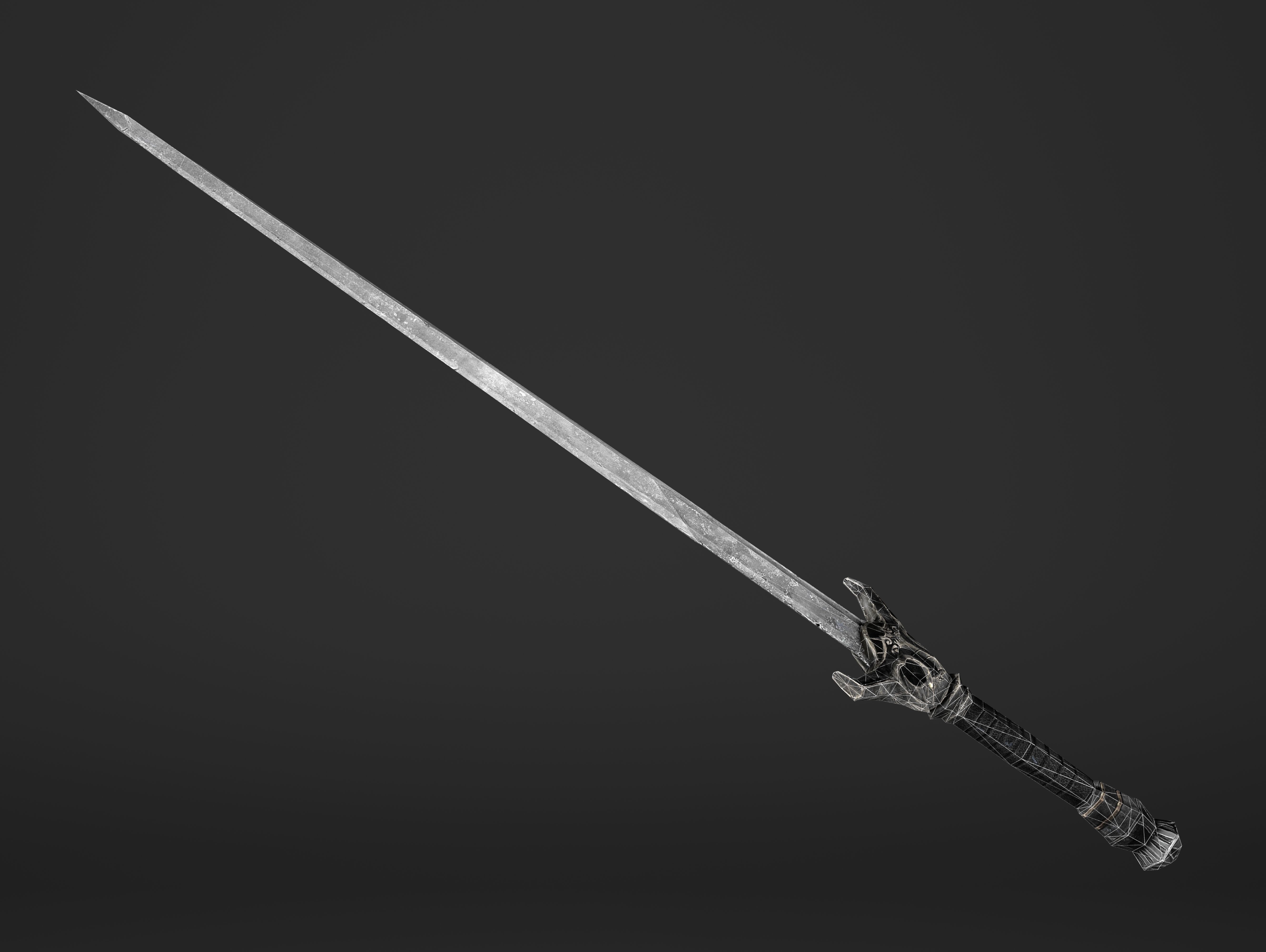 Kings Steel Sword Low-poly 3D model_9