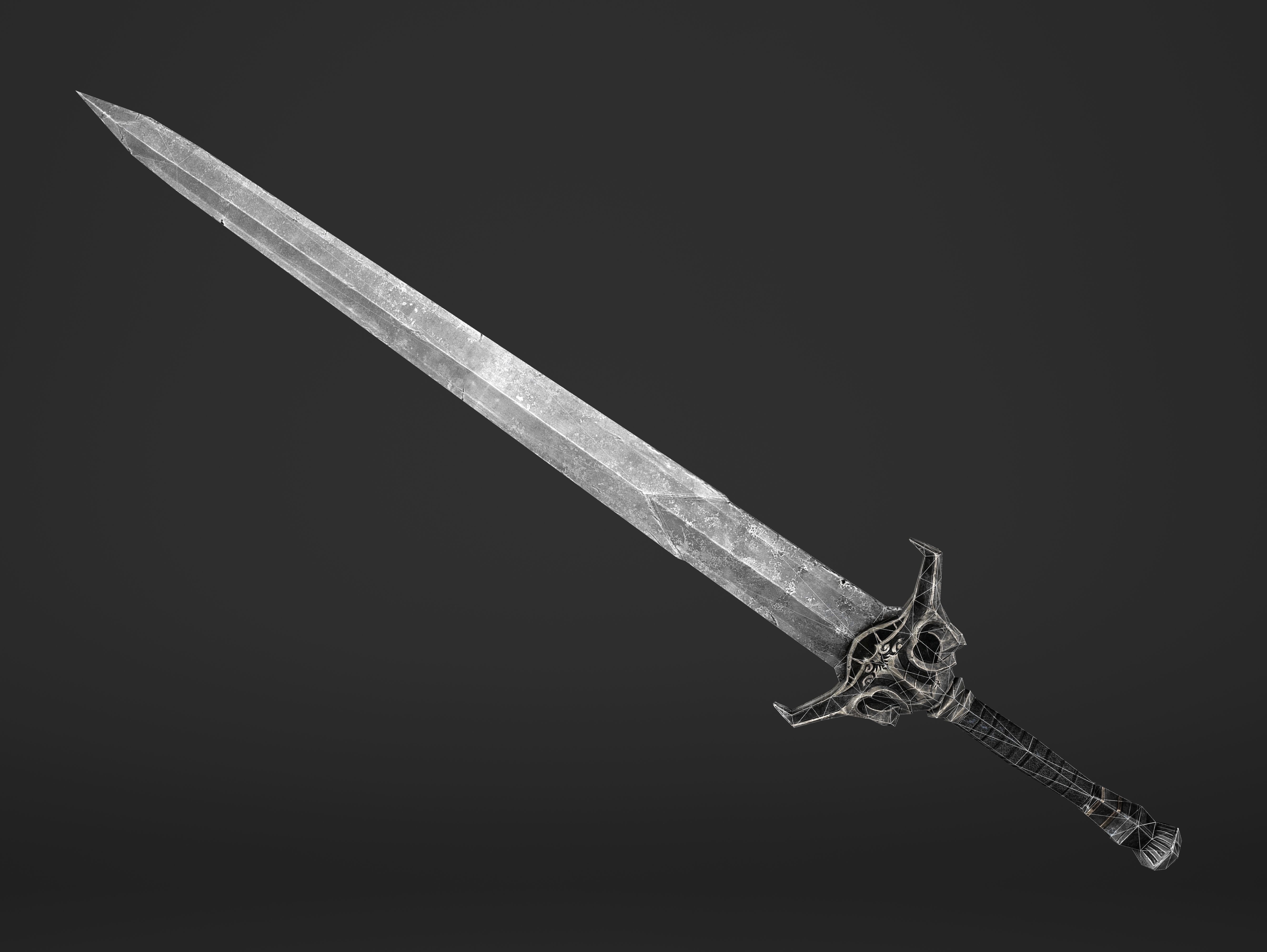Kings Steel Sword Low-poly 3D model_19