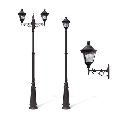 Street lights lighting 3D model