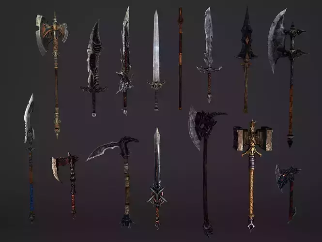Fantasy Magical Weapons 3D Model Collection
