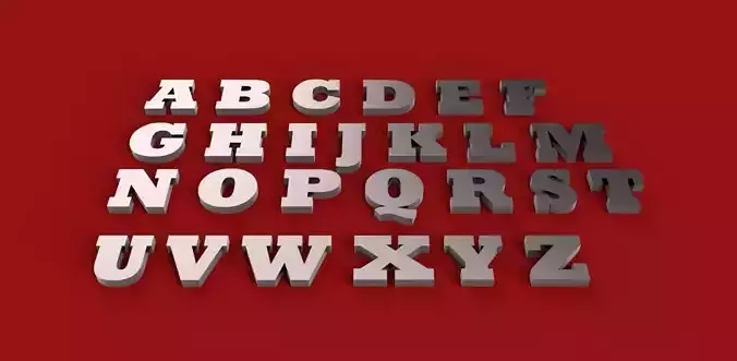 ROCKWELL EXTRA BOLD font uppercase and lowercase 3D letters  3D print model