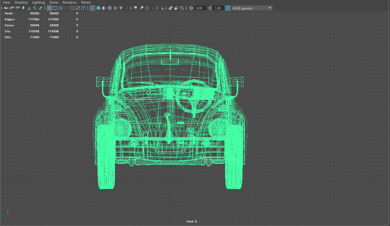 vw bug Low-poly 3D model_7