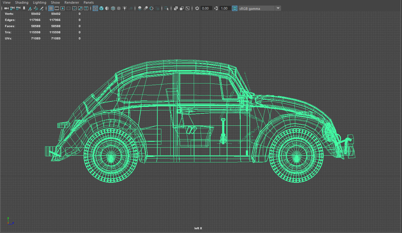 vw bug Low-poly 3D model_6